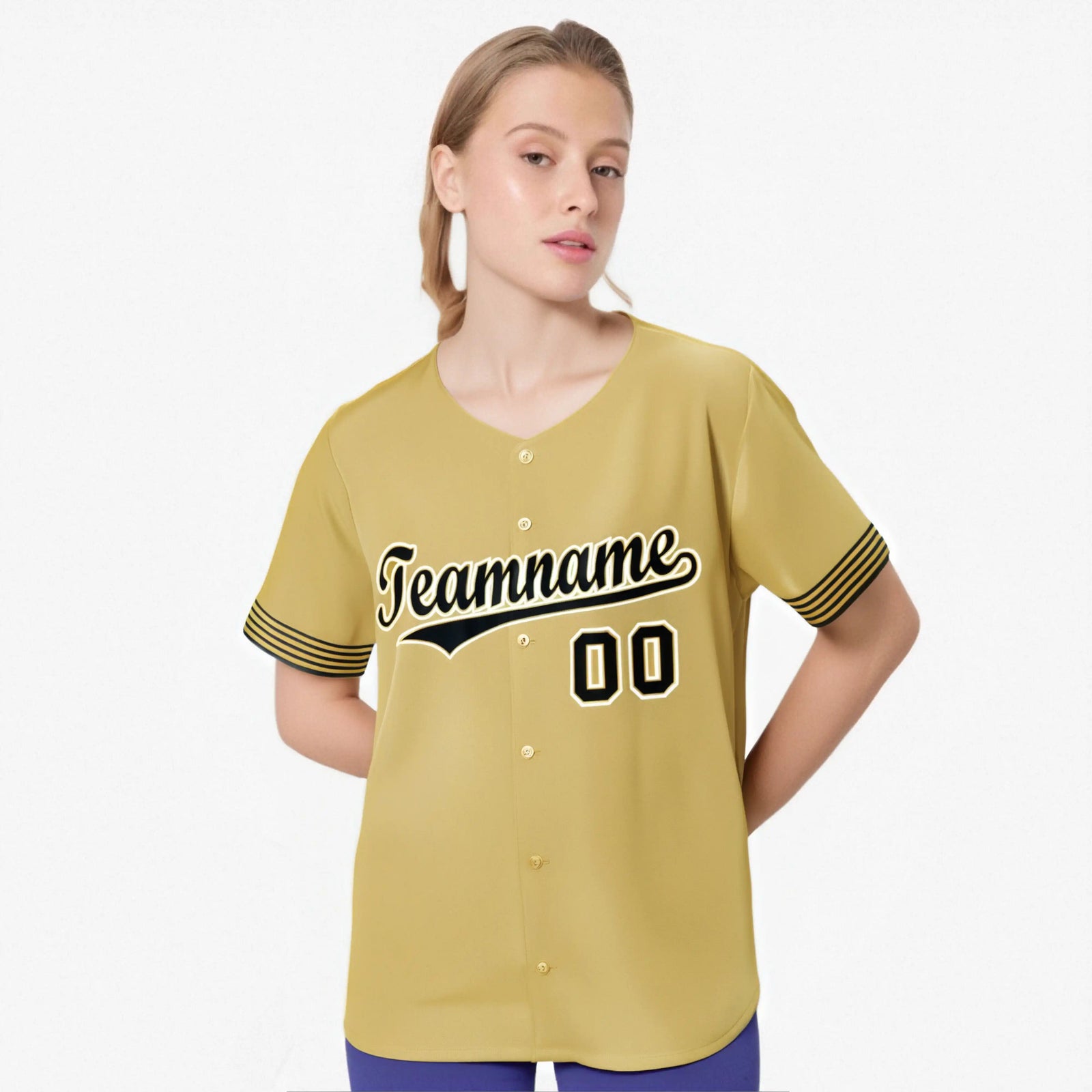 Custom Old Gold Black-White Classic Style Authentic Baseball Jersey