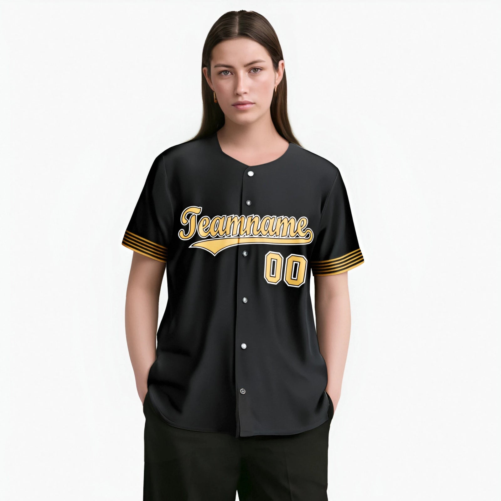 Custom Black Old Gold-White Classic Style Authentic Baseball Jersey