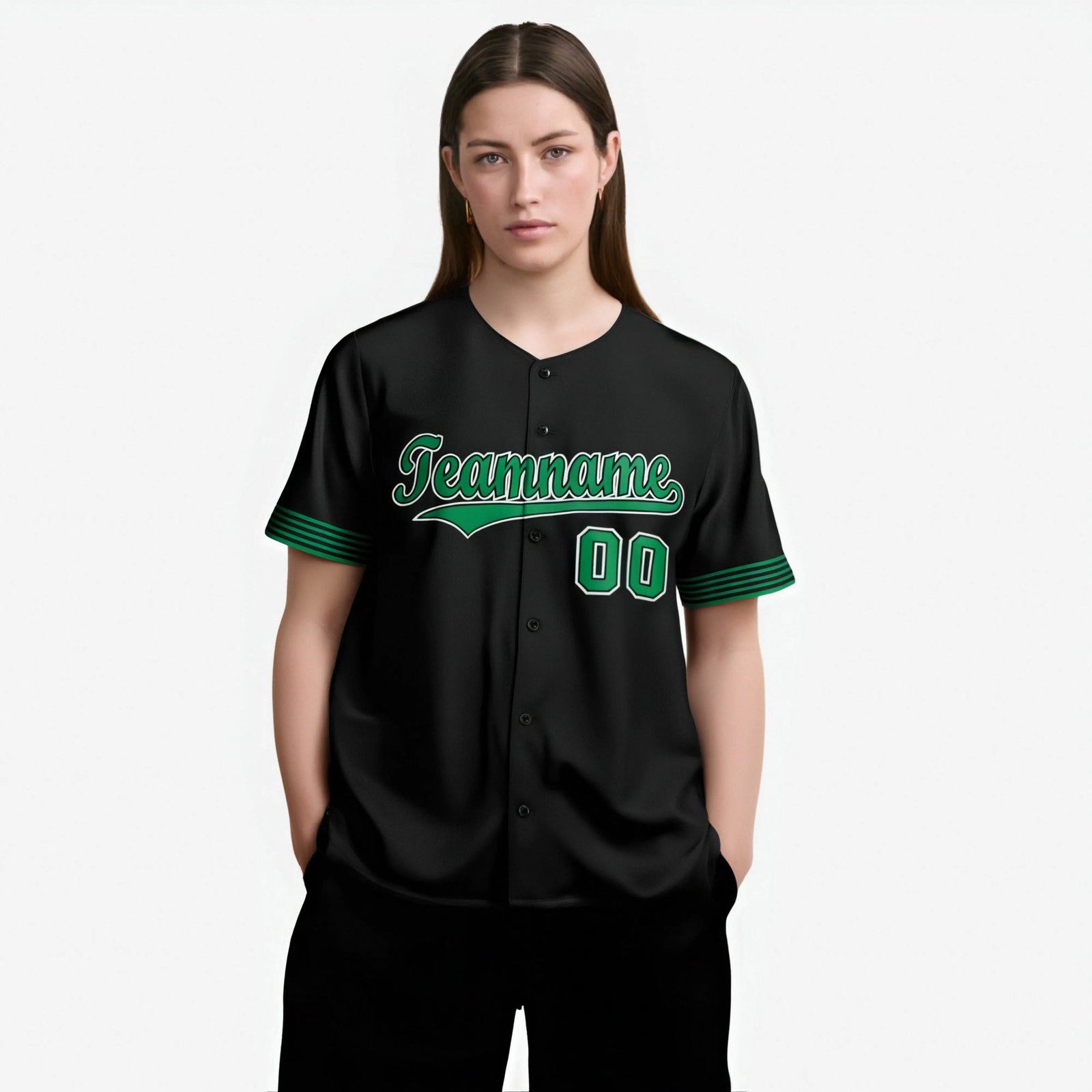 Custom Black Kelly Green-White Classic Style Authentic Baseball Jersey