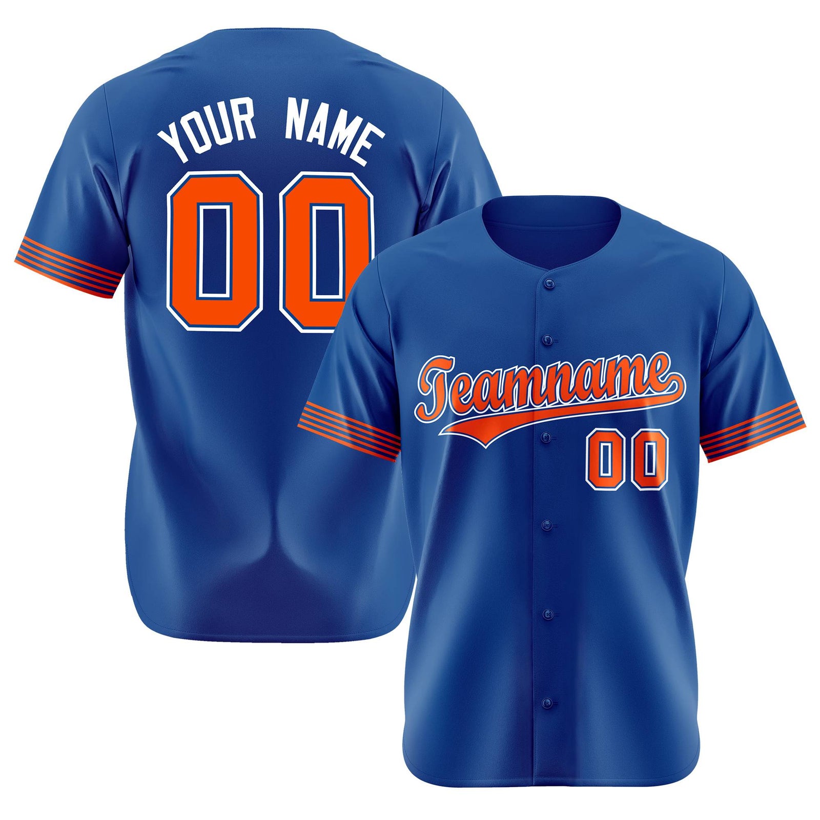 Custom Royal Blue Orange-White Classic Style Authentic Baseball Jersey