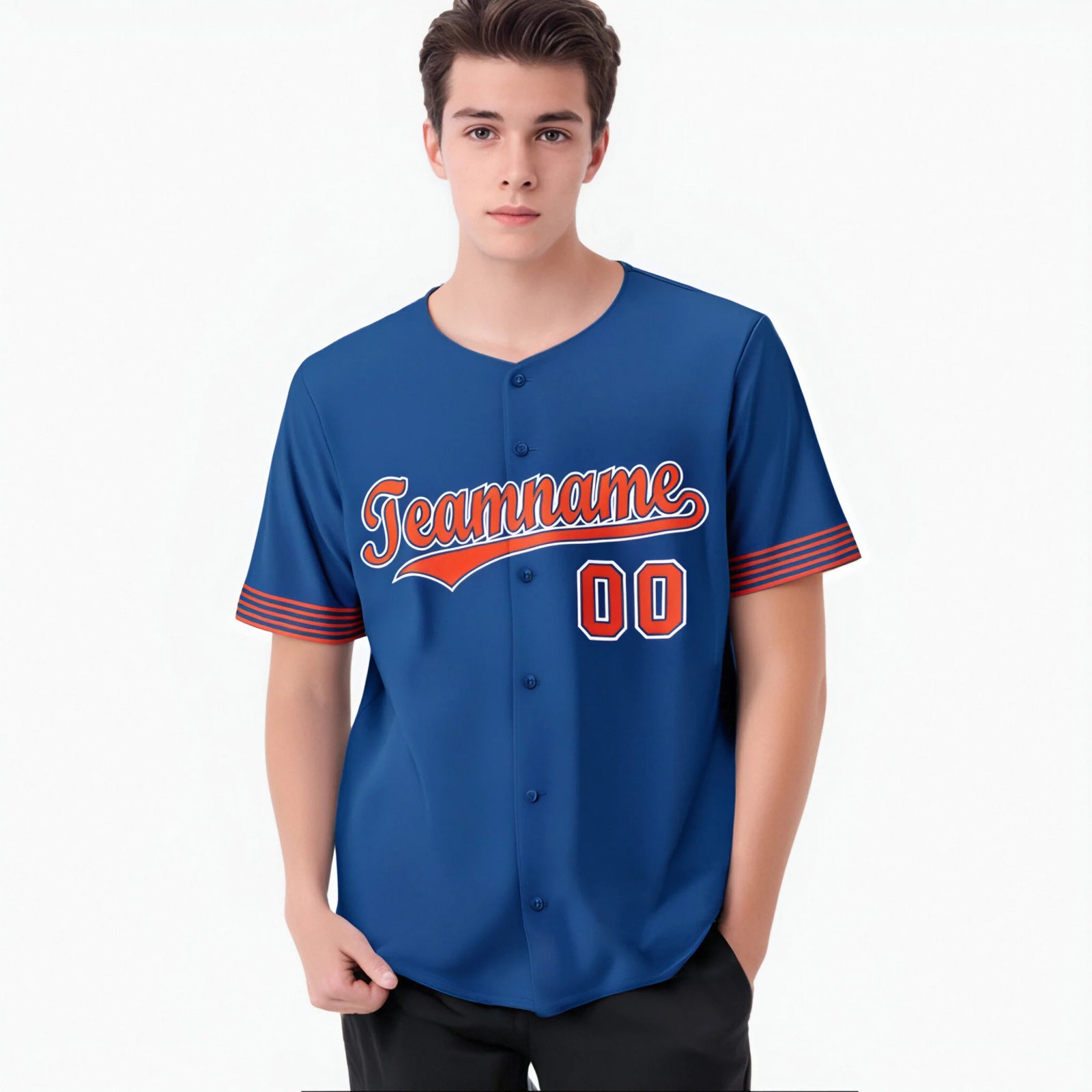 Custom Royal Blue Orange-White Classic Style Authentic Baseball Jersey