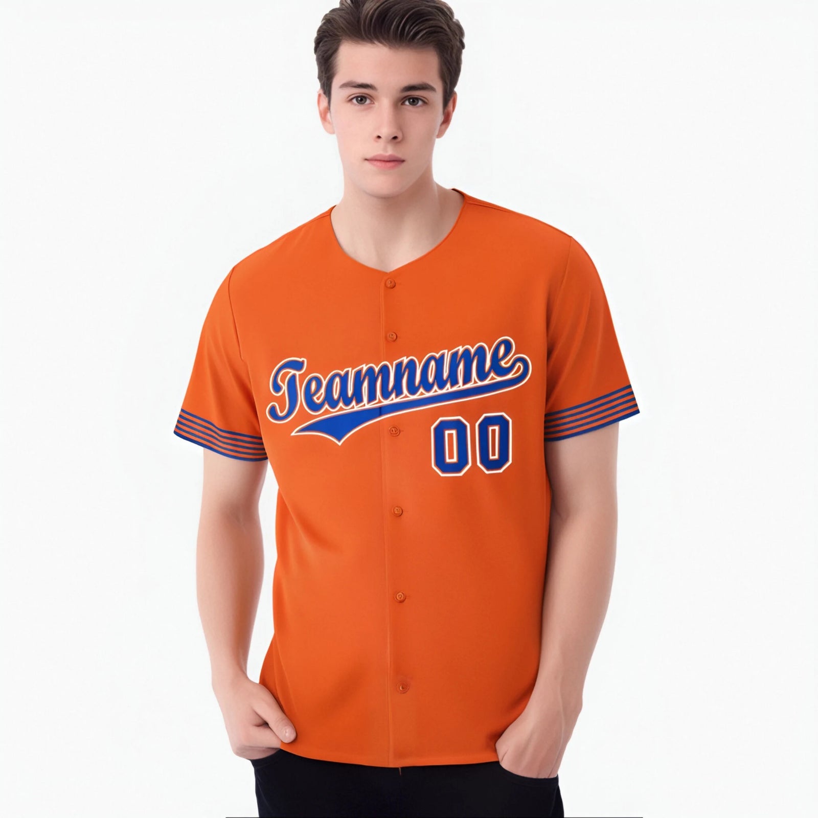 Custom Orange Royal Blue-White Classic Style Authentic Baseball Jersey