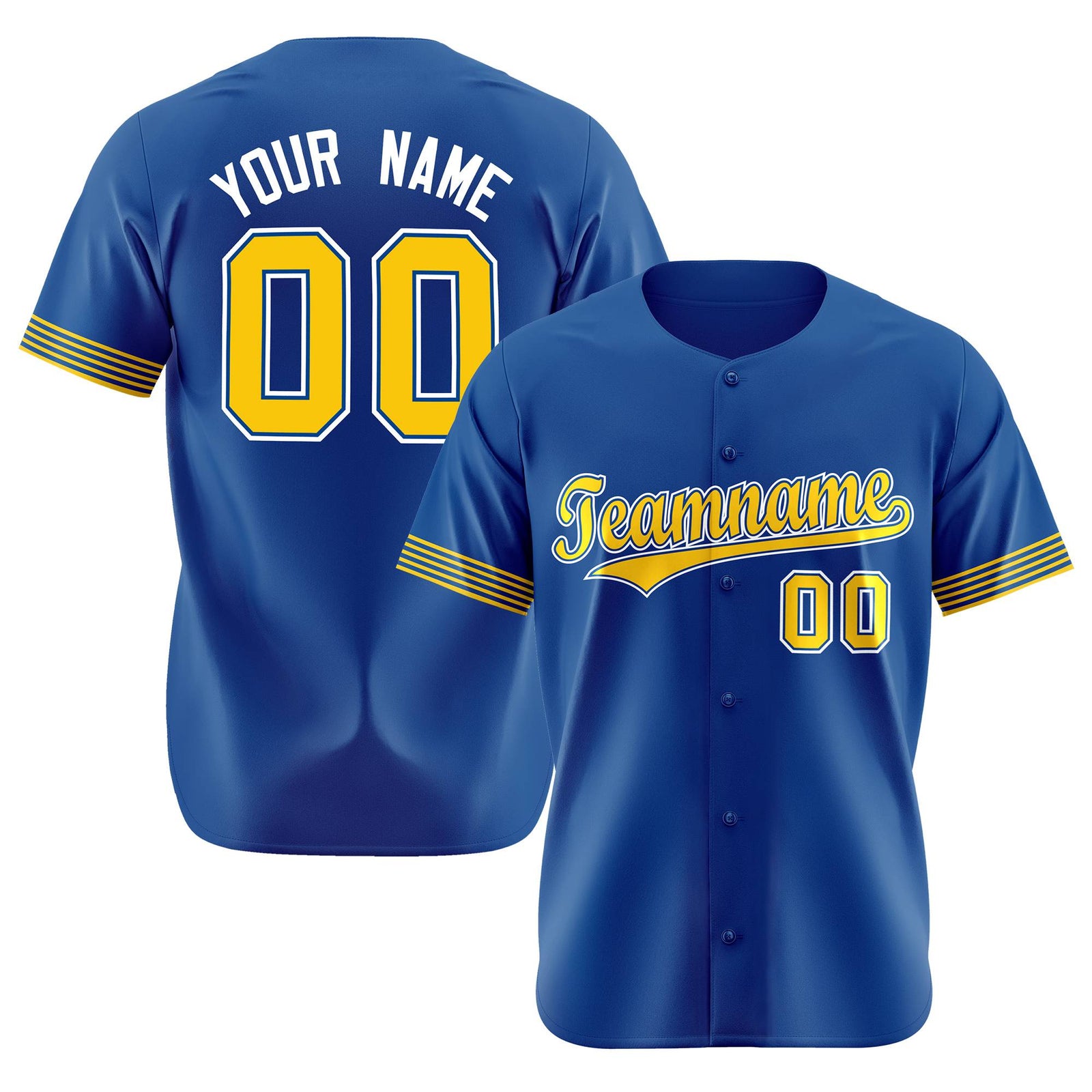 Custom Royal Blue Gold-White Classic Style Authentic Baseball Jersey