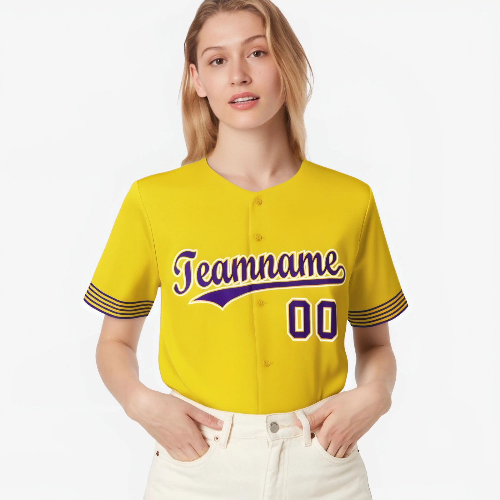 Custom Gold Purple-White Classic Style Authentic Baseball Jersey