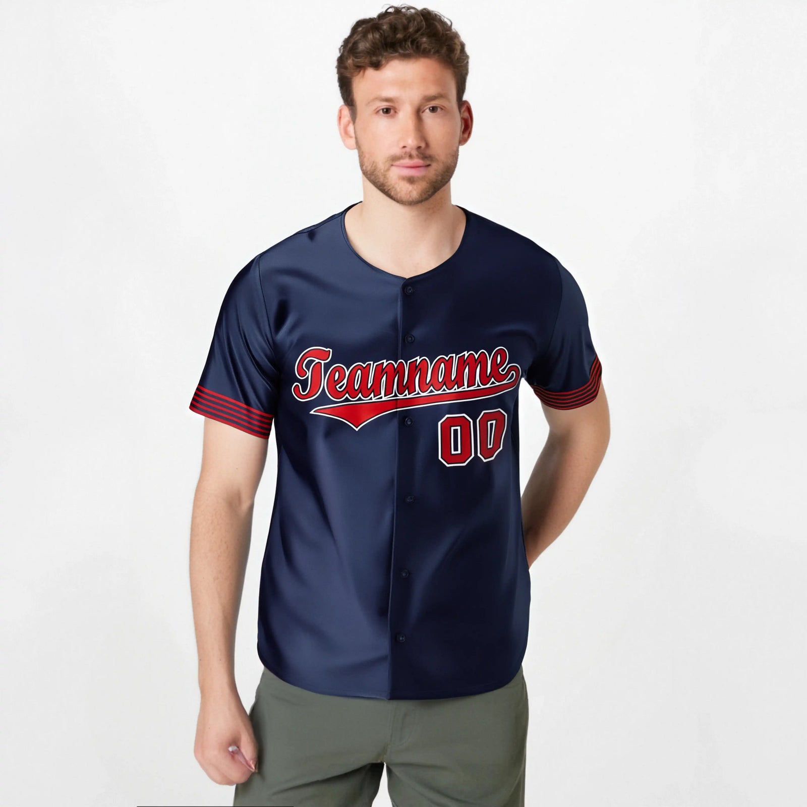 Custom Navy Red-White Classic Style Authentic Baseball Jersey