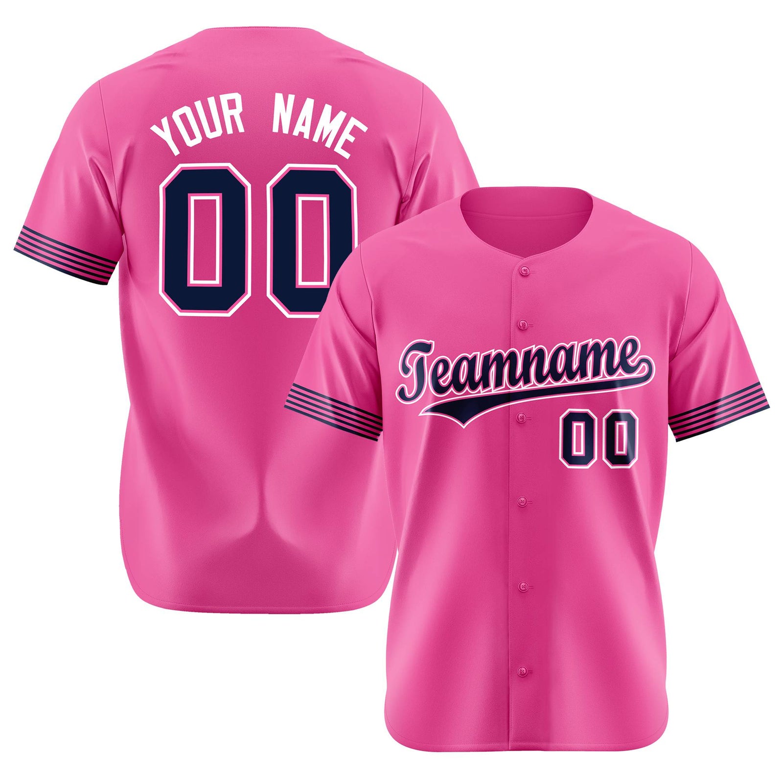 Custom Pink Navy-White Classic Style Authentic Baseball Jersey