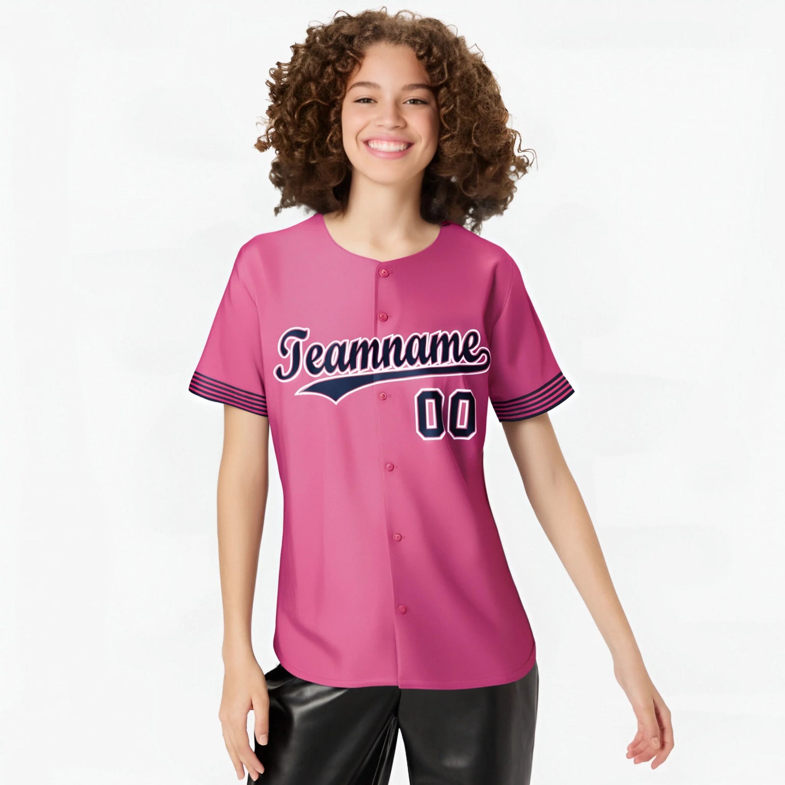 Custom Pink Navy-White Classic Style Authentic Baseball Jersey