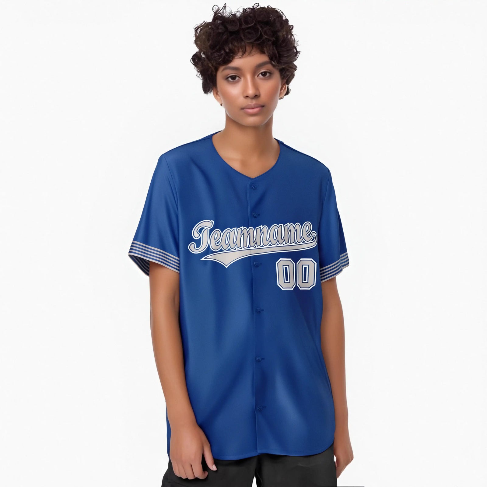 Custom Royal Blue Gray-White Classic Style Authentic Baseball Jersey