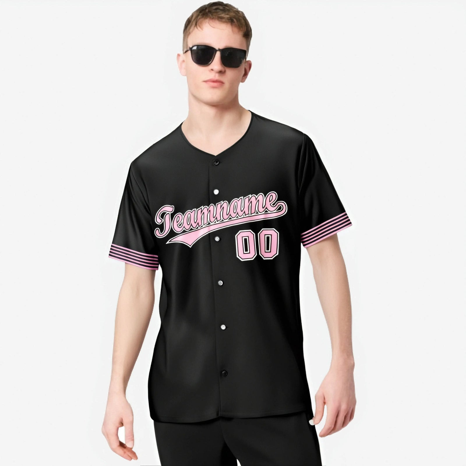 Custom Black Light Pink-White Classic Style Authentic Baseball Jersey