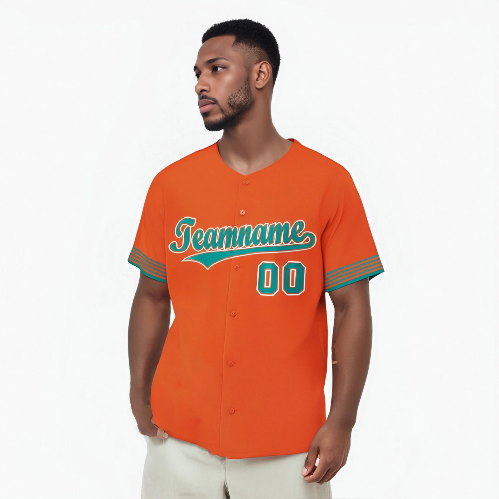 Custom Orange Aqua-White Classic Style Authentic Baseball Jersey