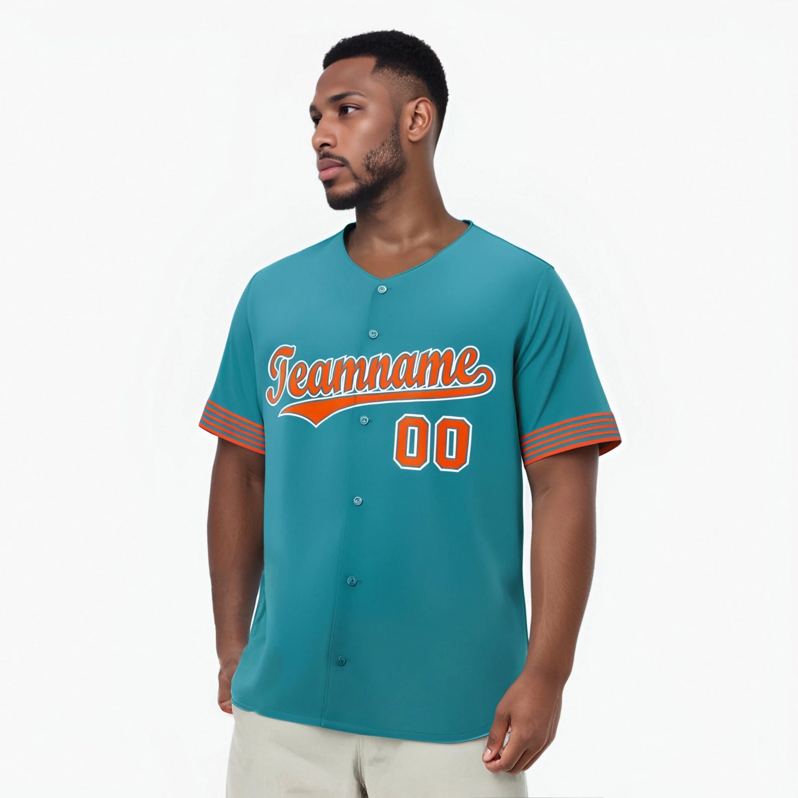 Custom Aqua Orange-White Classic Style Authentic Baseball Jersey