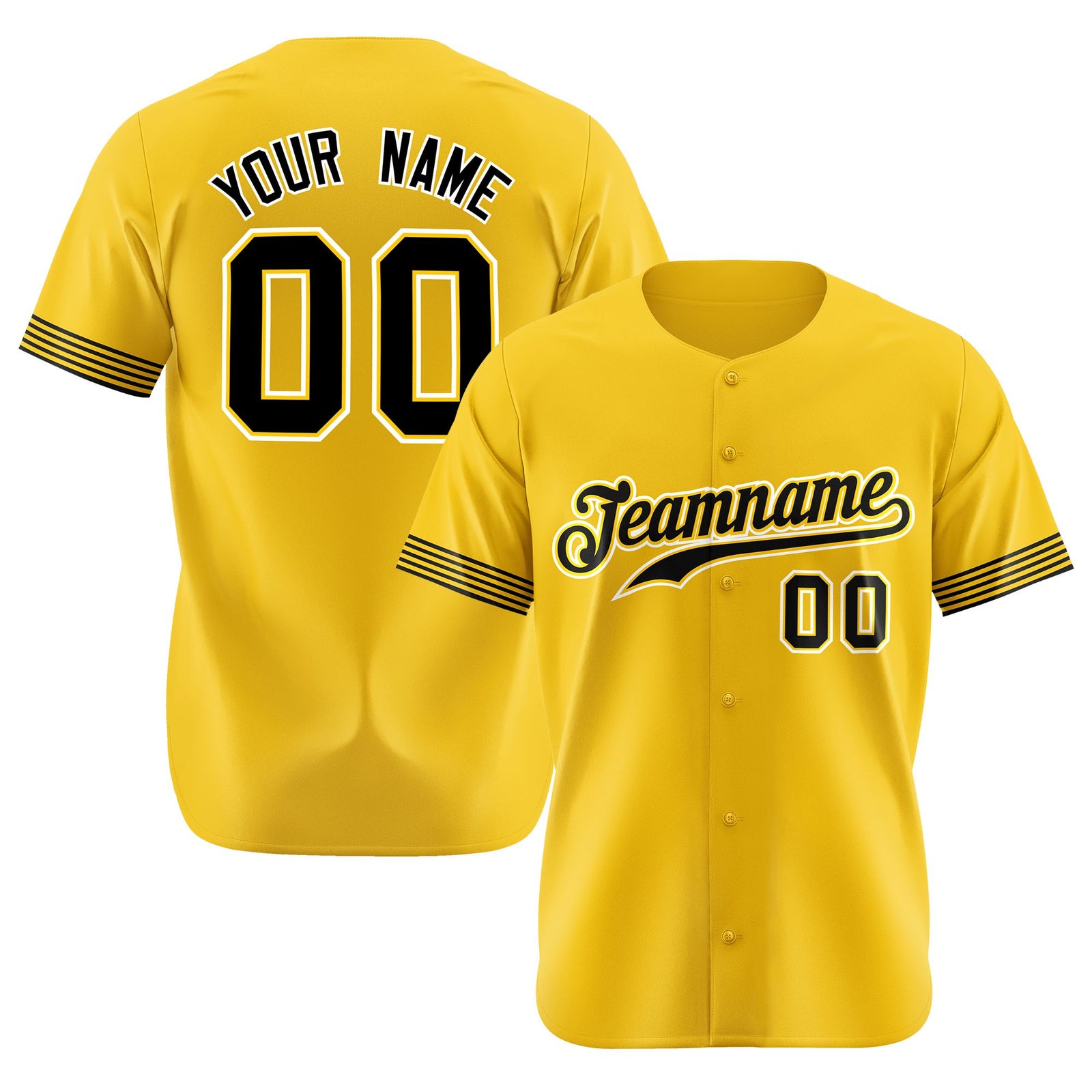 Custom Gold Black-White Classic Style Authentic Baseball Jersey