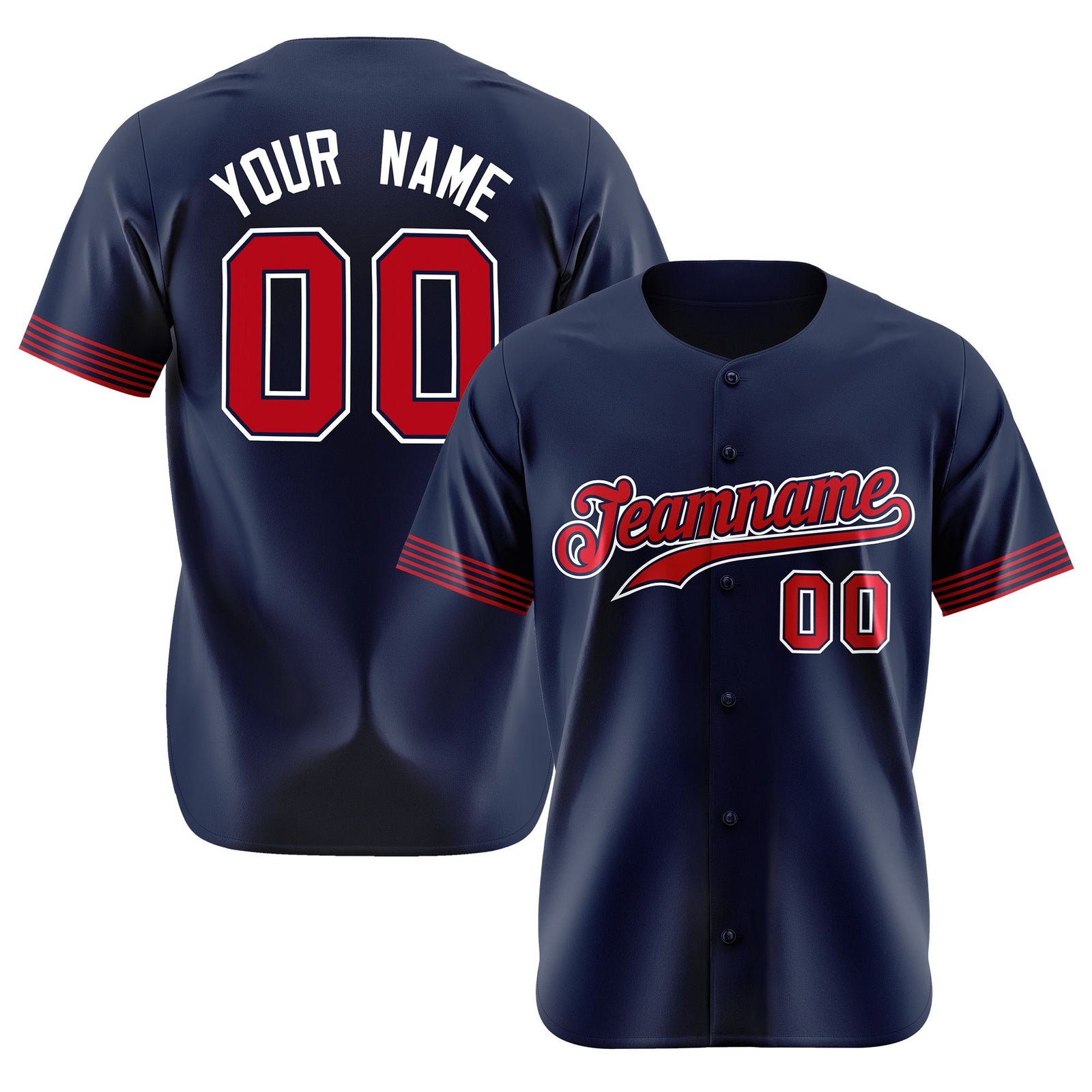 Custom Navy Red-White Classic Style Authentic Baseball Jersey