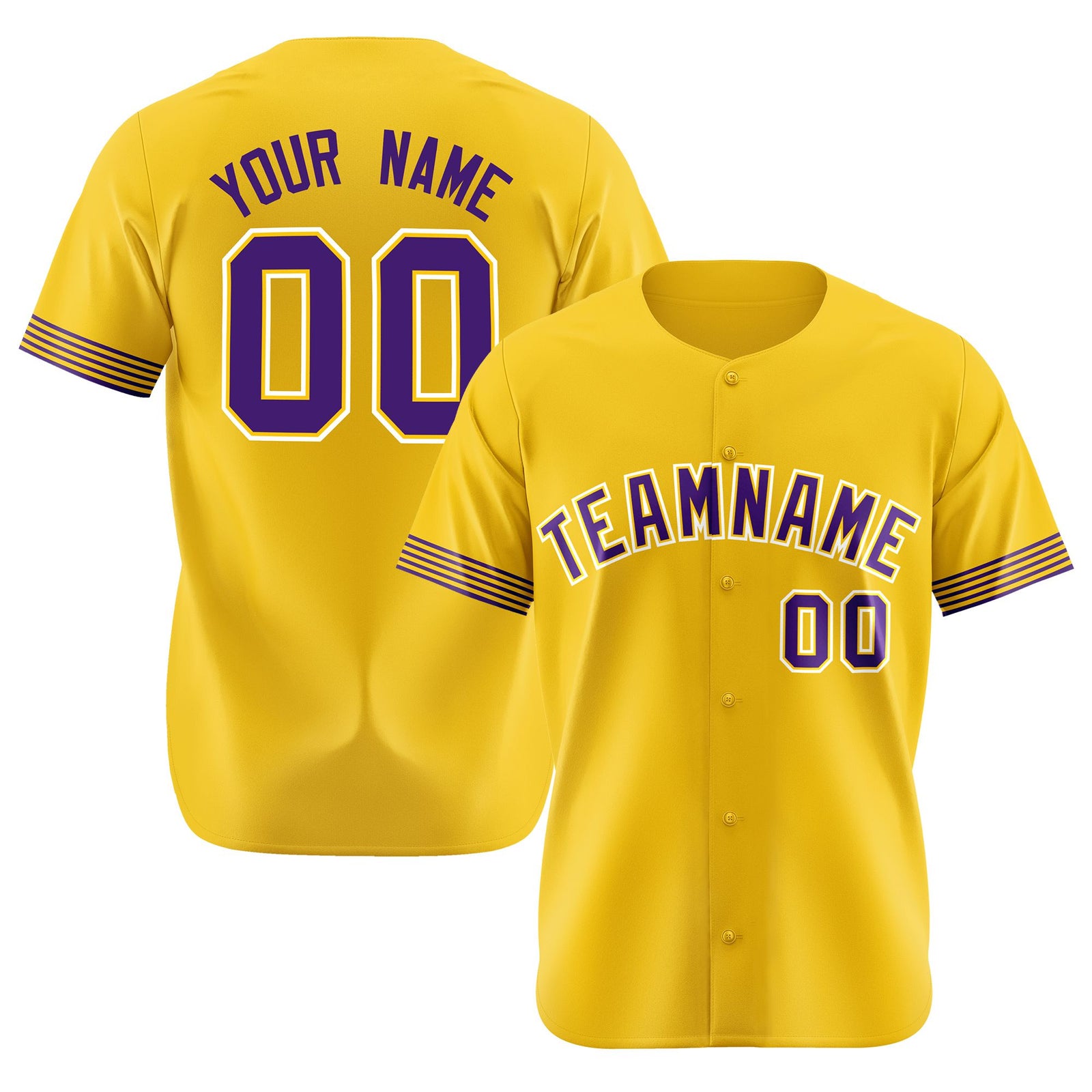 Custom Gold Purple-White Classic Style Authentic Baseball Jersey