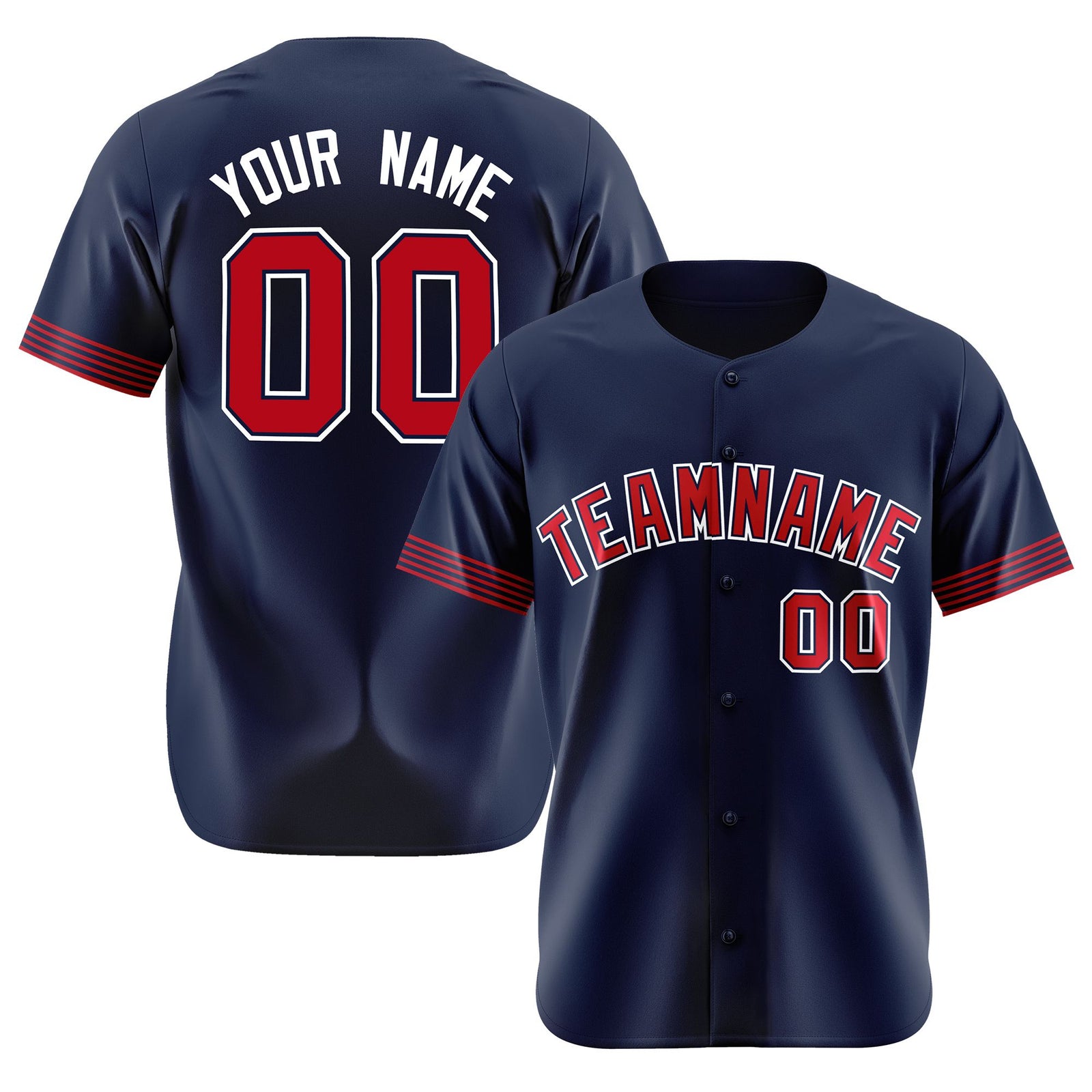 Custom Navy Red-White Classic Style Authentic Baseball Jersey