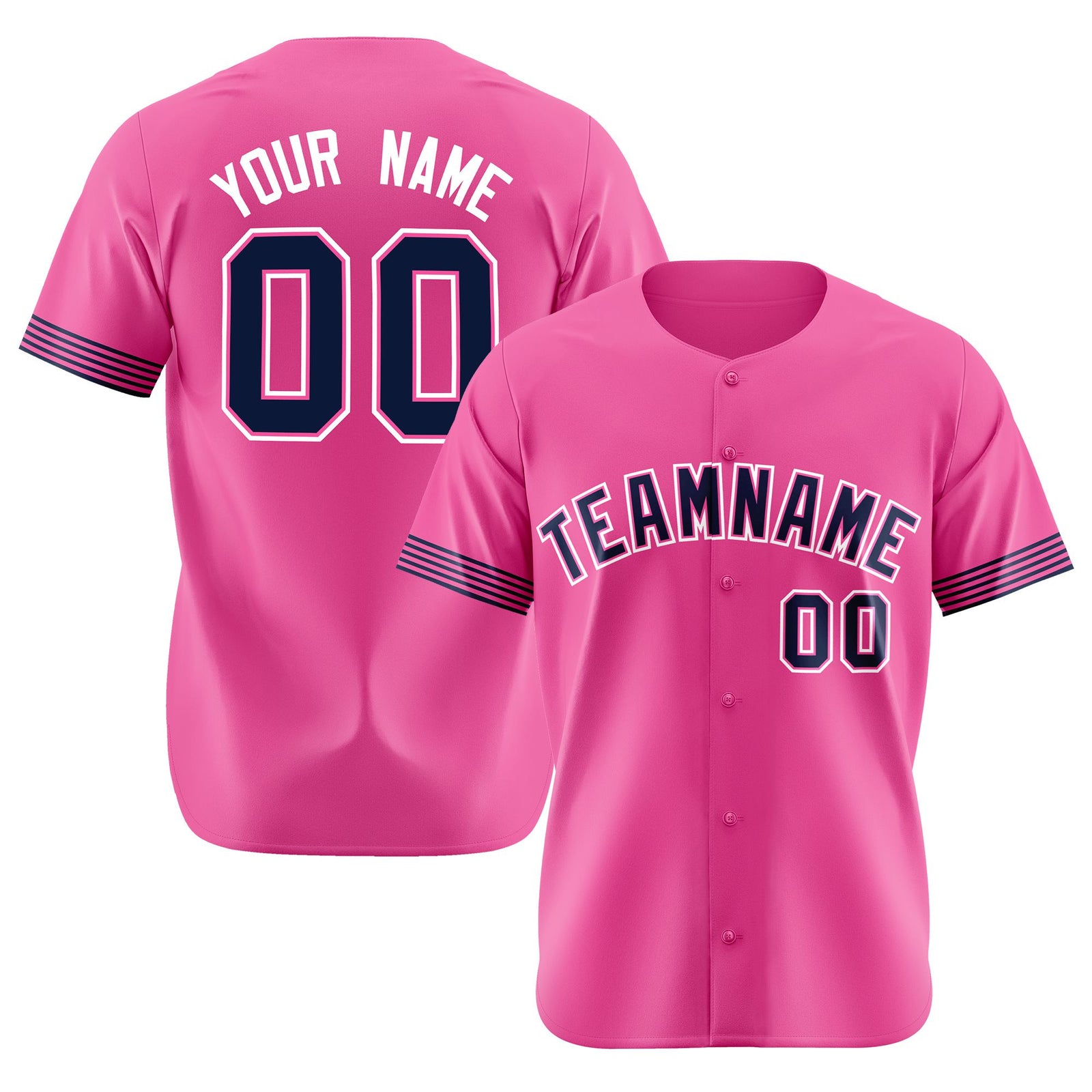 Custom Pink Navy-White Classic Style Authentic Baseball Jersey