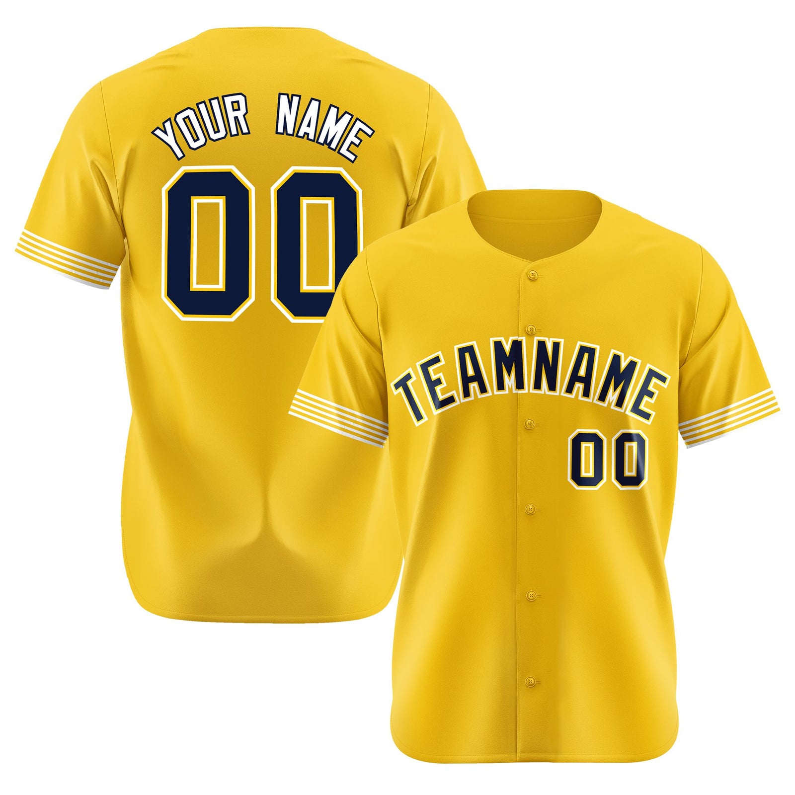 Custom Gold Navy-Black Classic Style Authentic Baseball Jersey