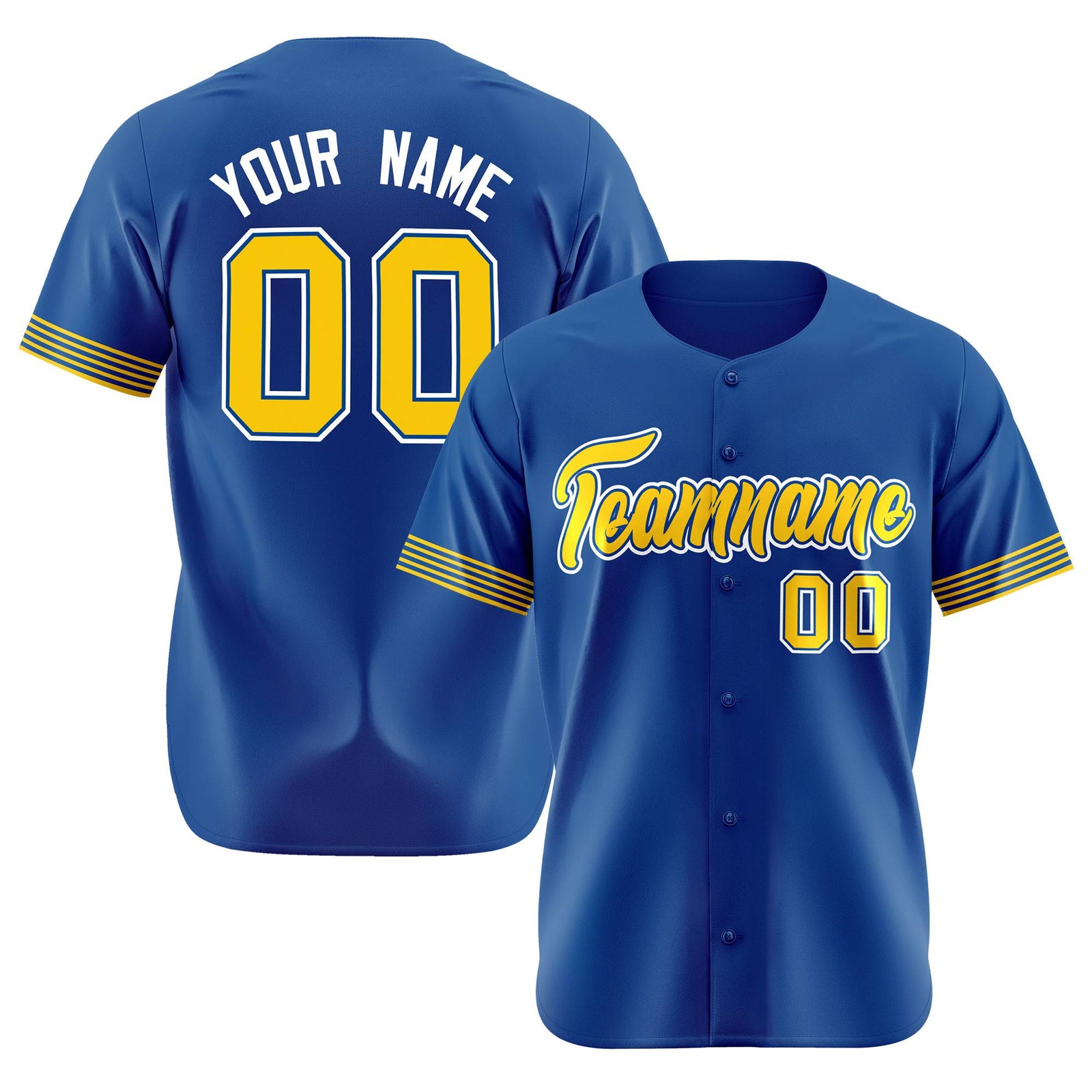 Custom Royal Blue Gold-White Classic Style Authentic Baseball Jersey