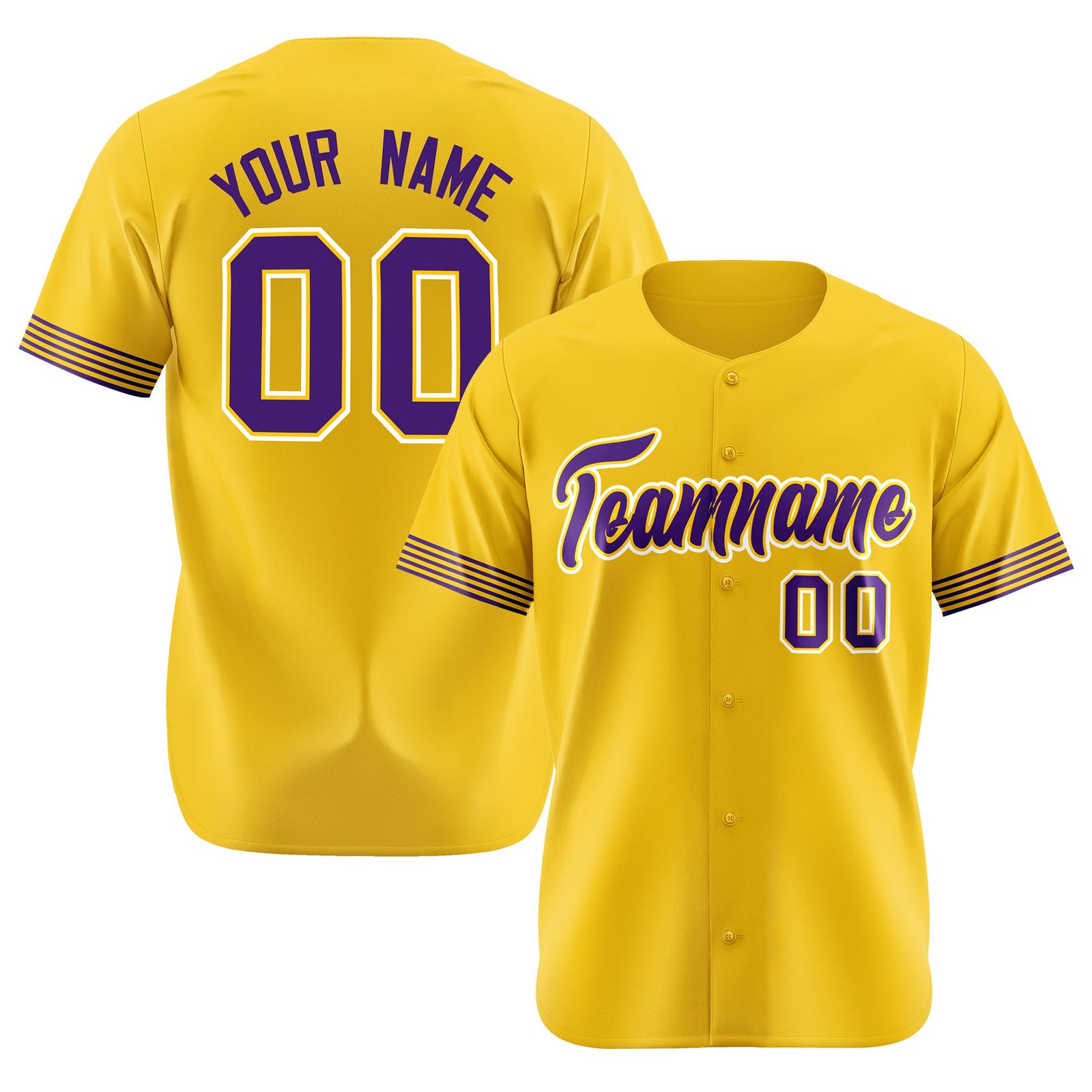 Custom Gold Purple-White Classic Style Authentic Baseball Jersey