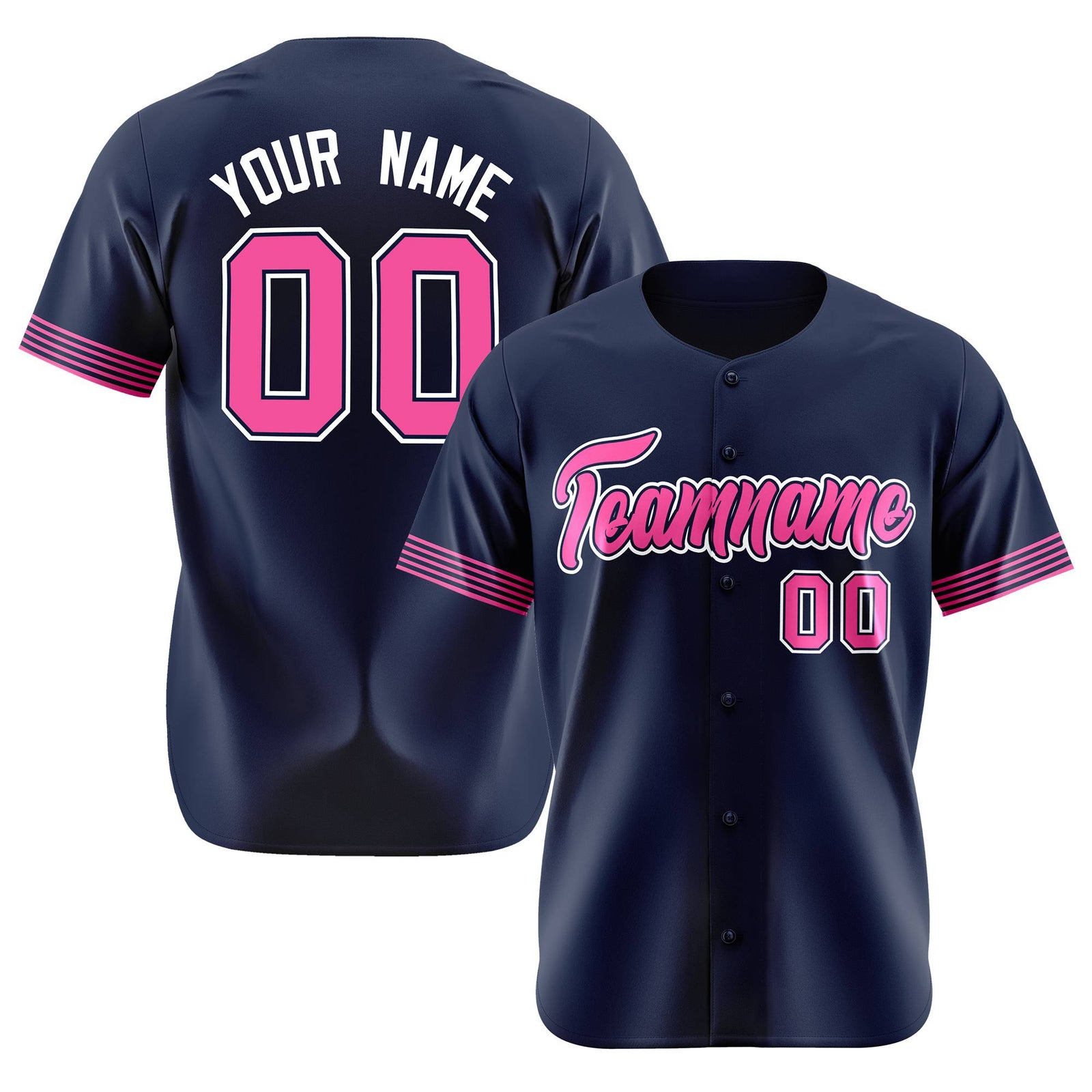 Custom Navy Pink-White Classic Style Authentic Baseball Jersey