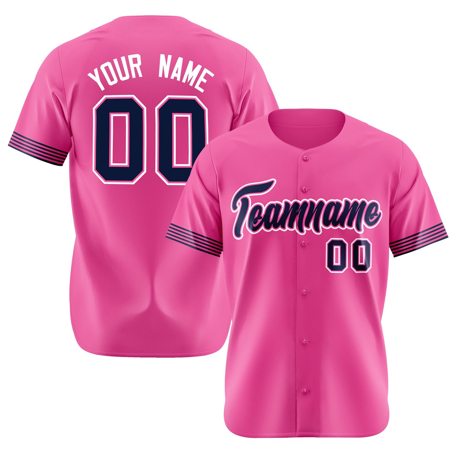 Custom Pink Navy-White Classic Style Authentic Baseball Jersey