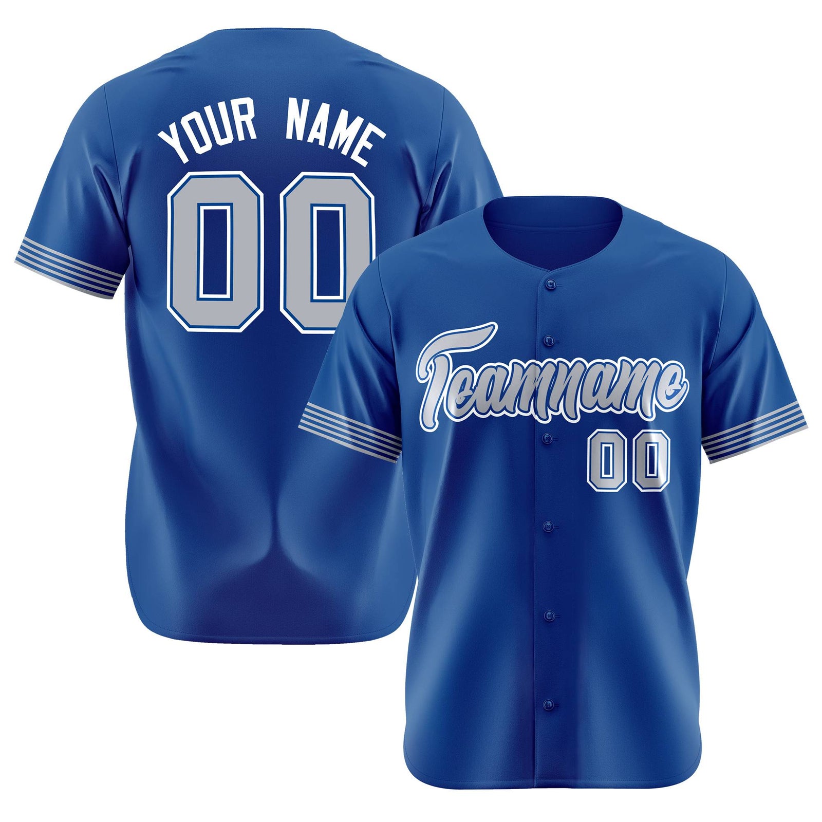 Custom Royal Blue Gray-White Classic Style Authentic Baseball Jersey