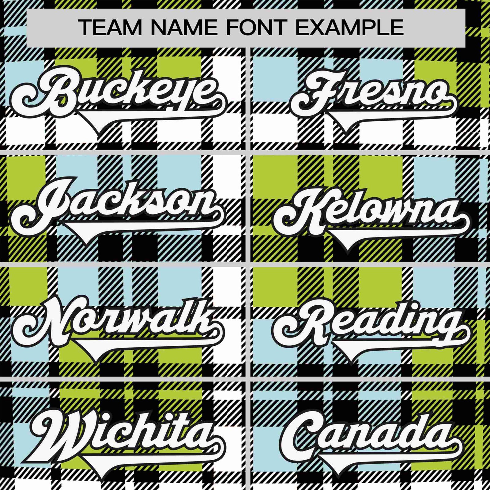 Custom Neon Green Light Blue Personalized Plaid Design Authentic Baseball Jersey