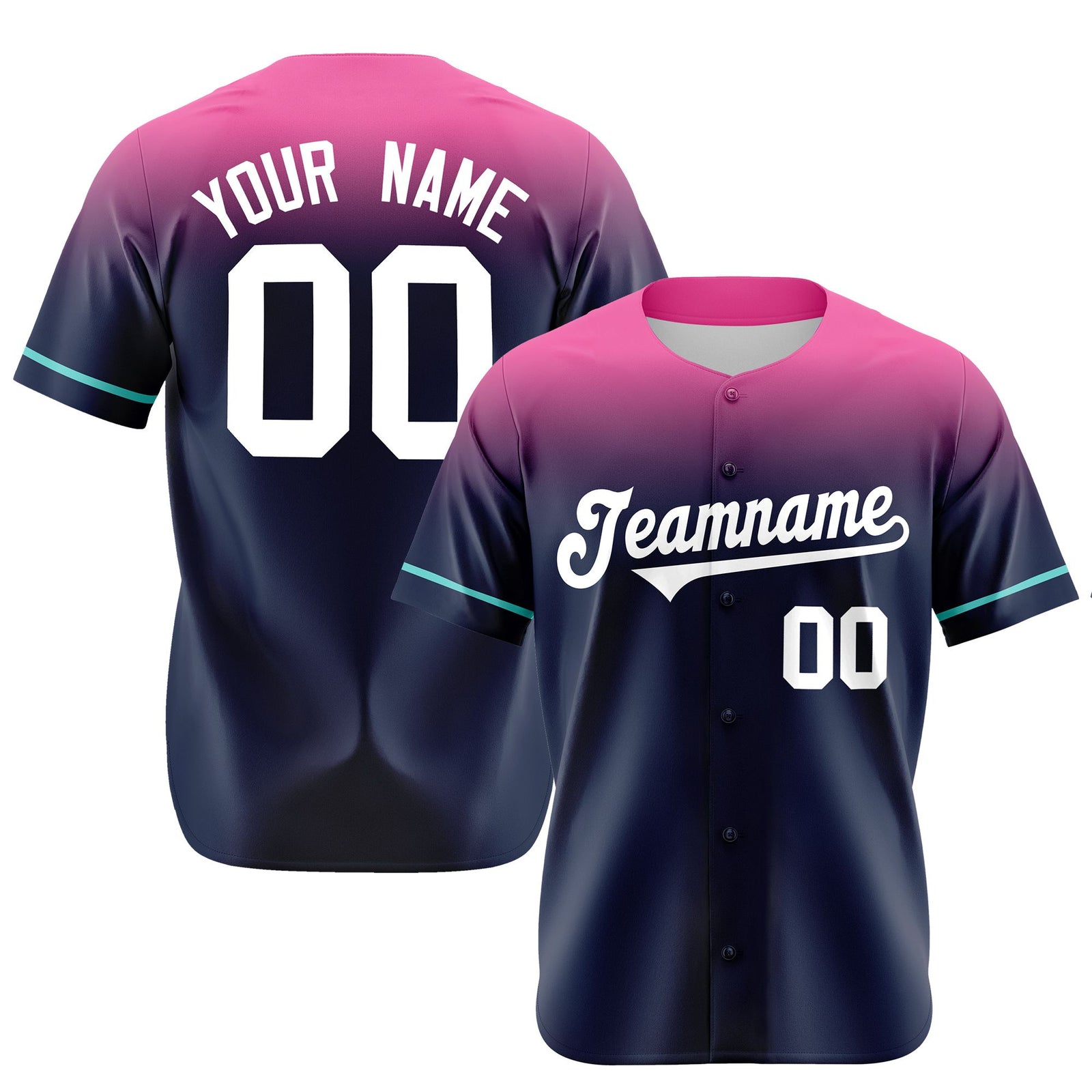 Custom Navy Pink Gradient Fashion Design Authentic Baseball Jersey