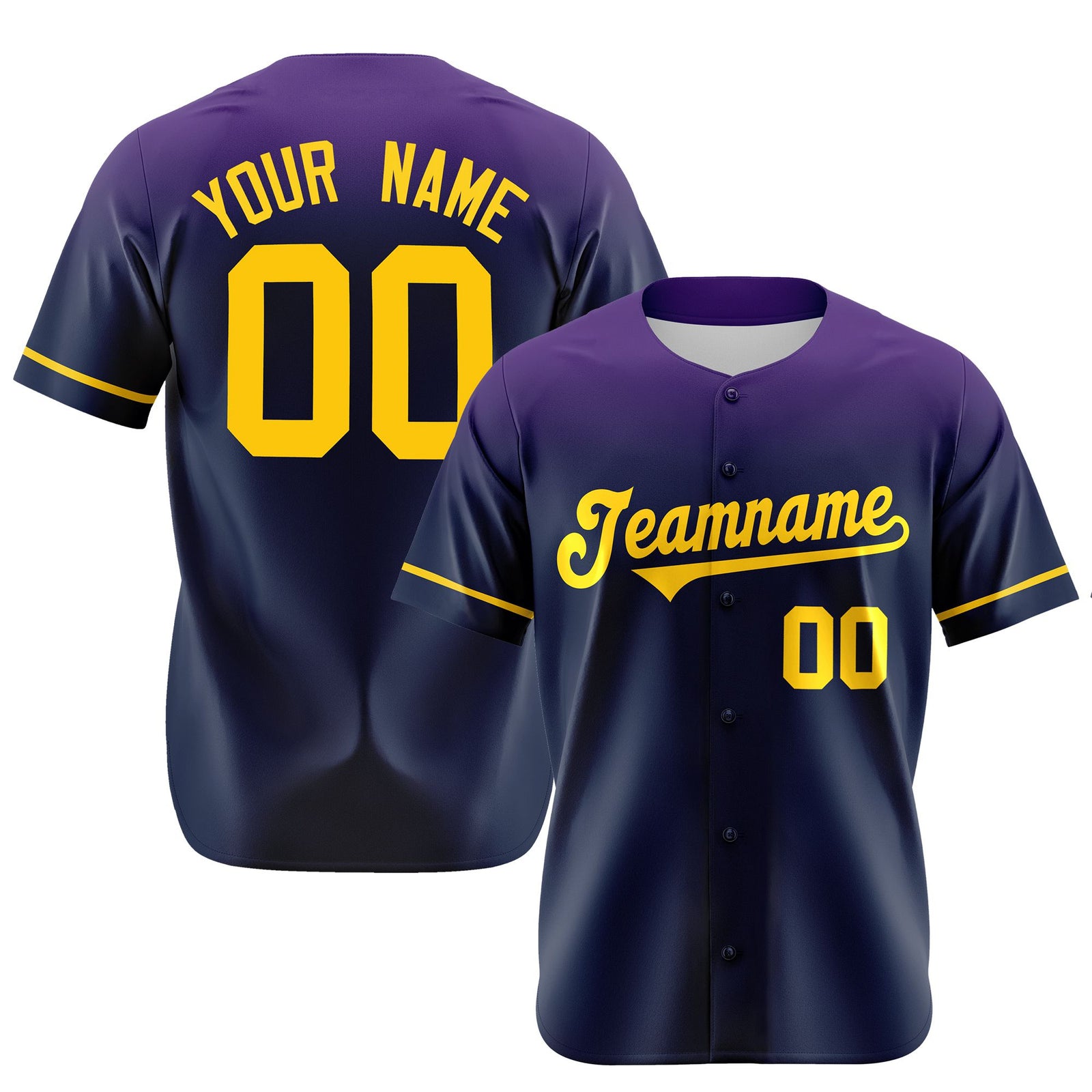 Custom Navy Purple Gradient Fashion Design Authentic Baseball Jersey