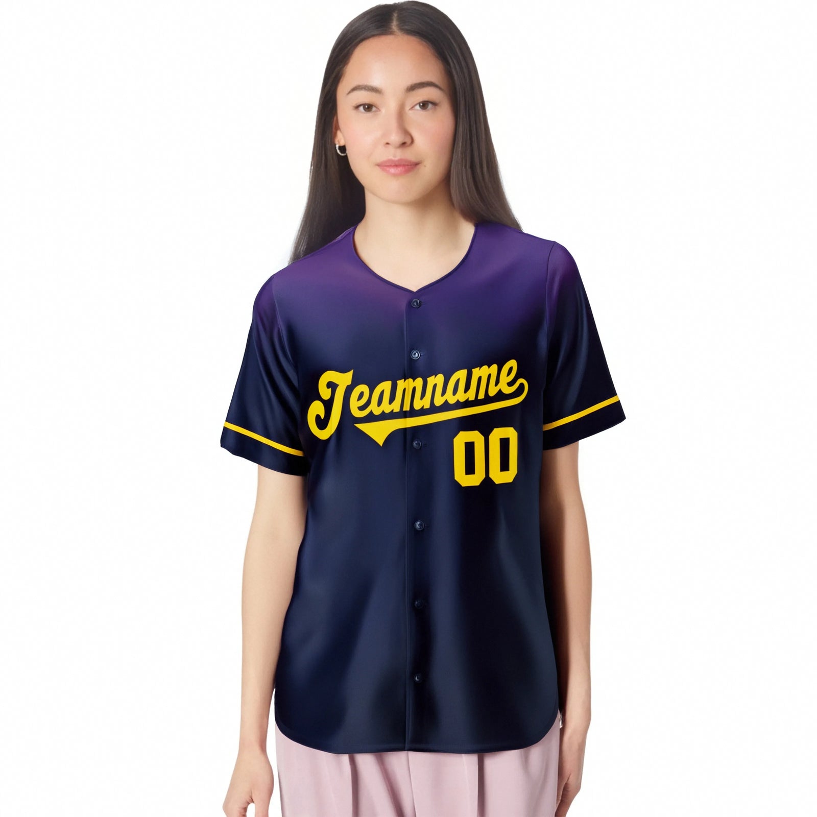 Custom Navy Purple Gradient Fashion Design Authentic Baseball Jersey
