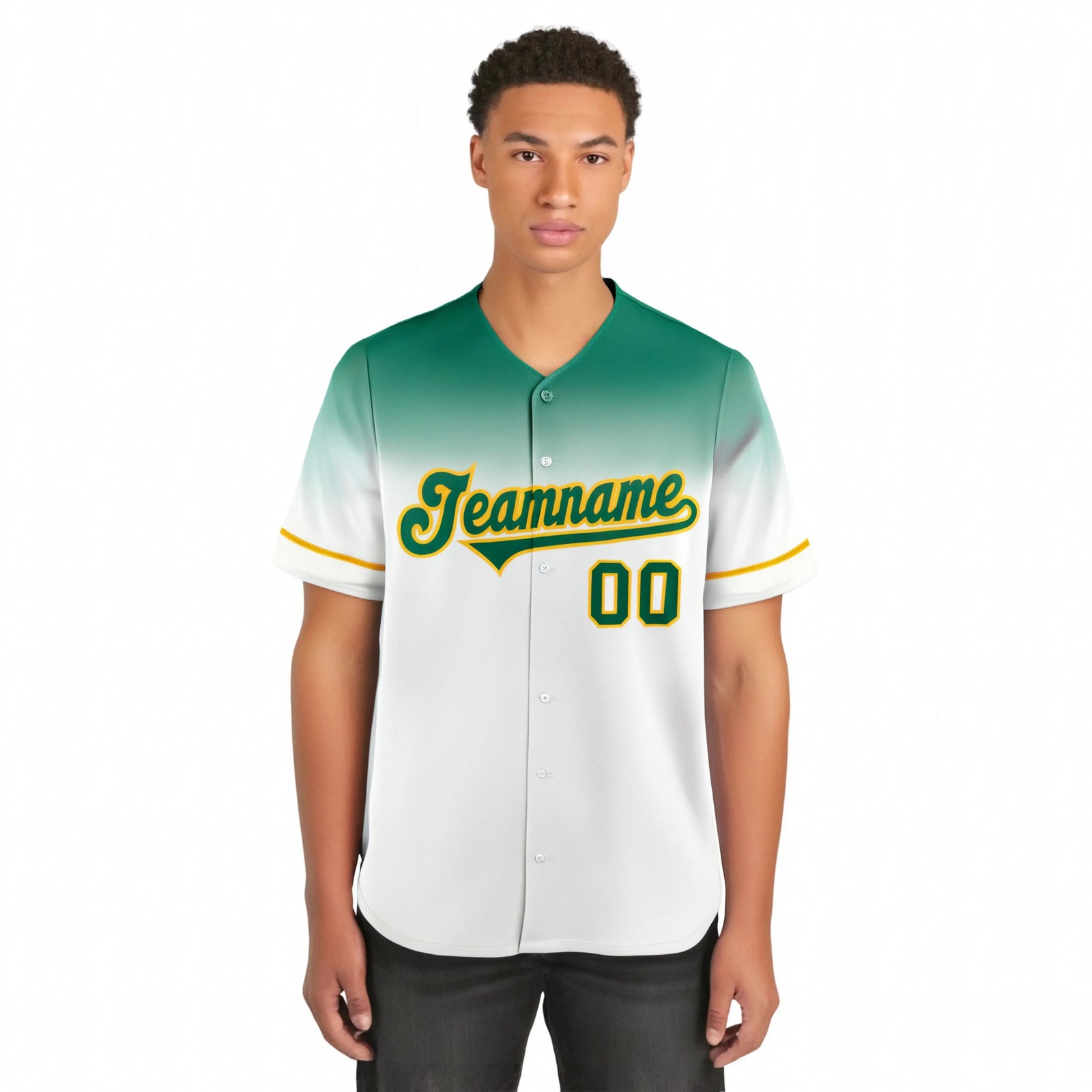 Custom White Bright Green Gradient Fashion Design Authentic Baseball Jersey