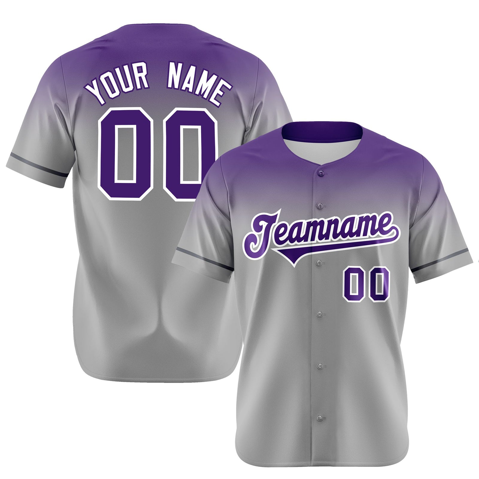 Custom Gray Purple Gradient Fashion Design Authentic Baseball Jersey