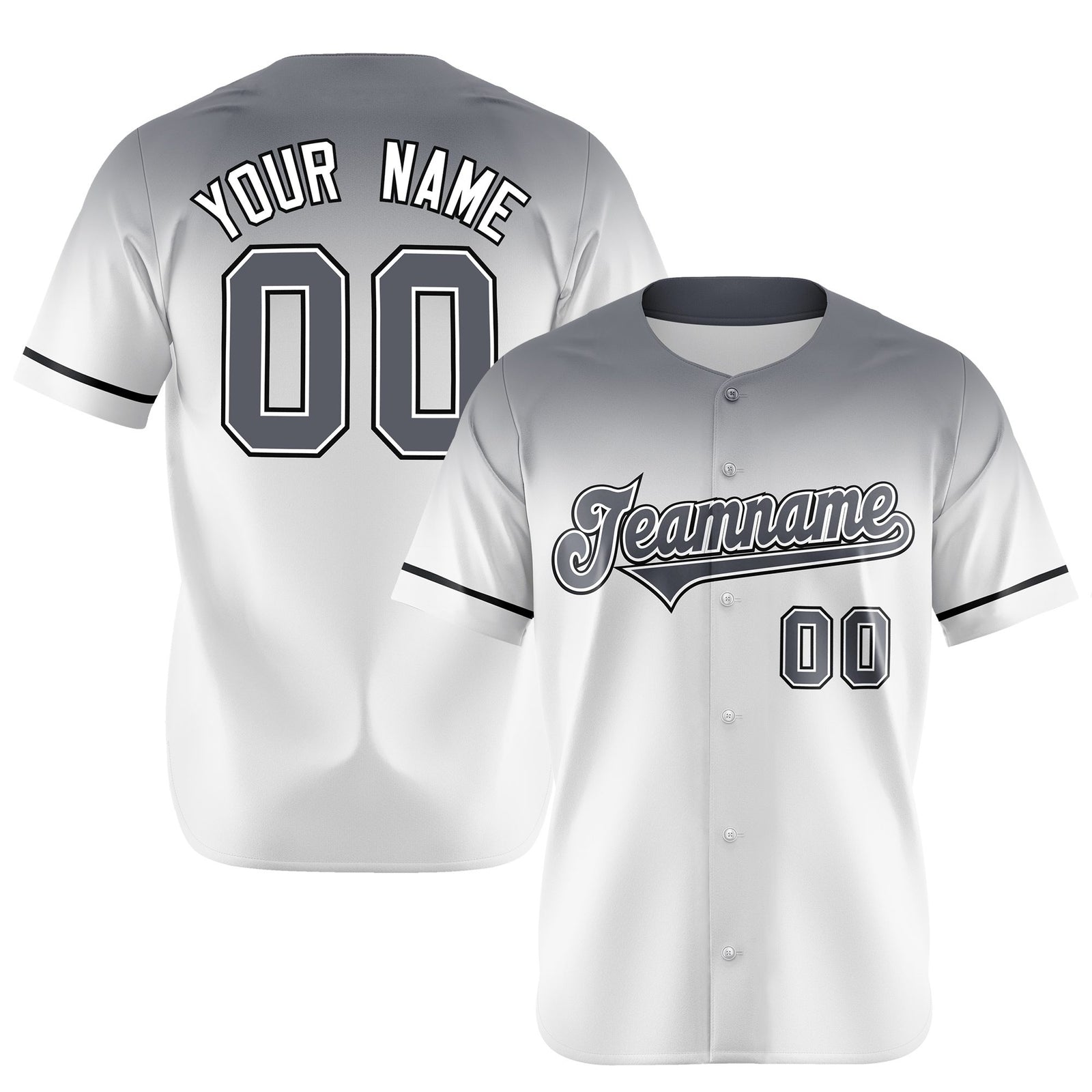 Custom White Gray Gradient Fashion Design Authentic Baseball Jersey