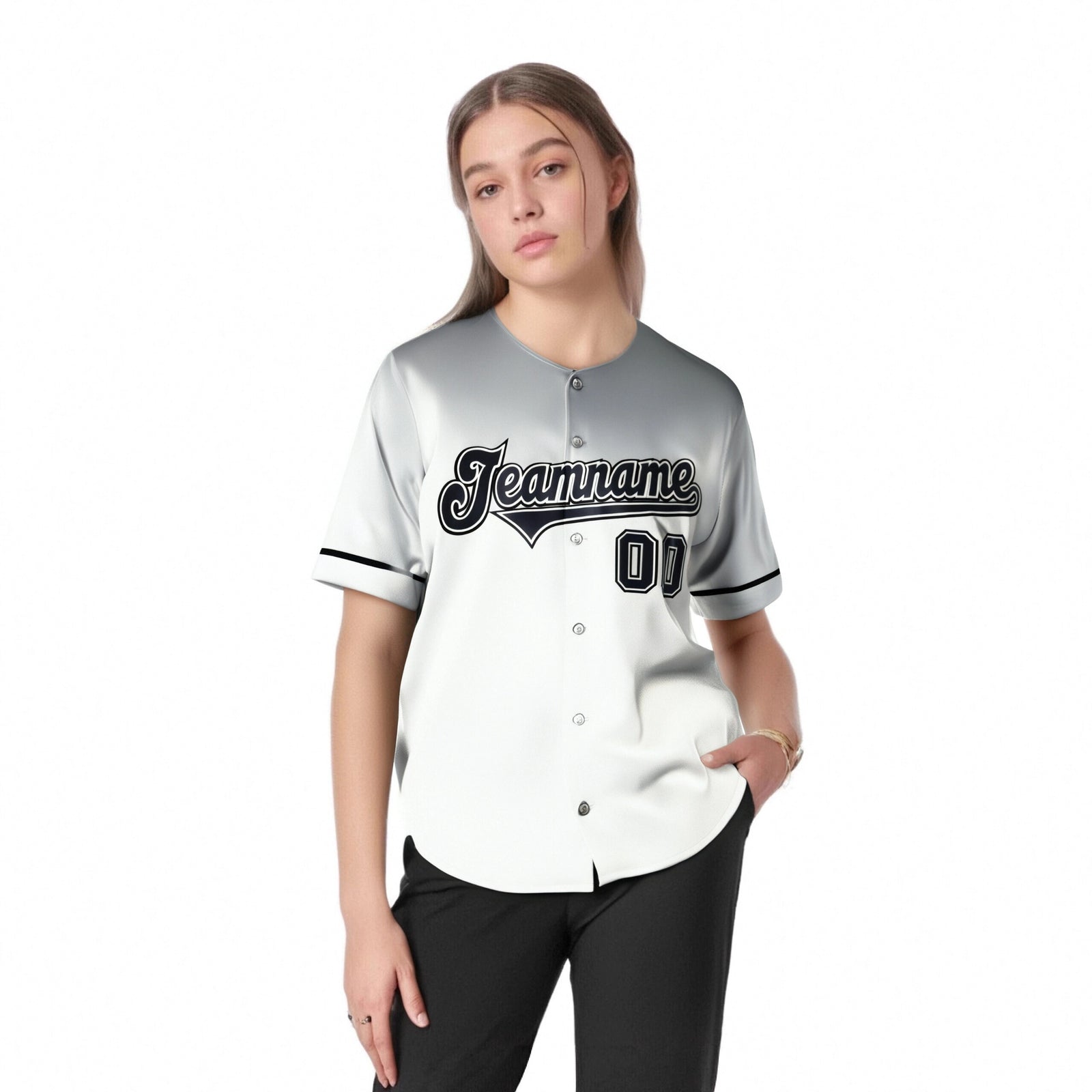Custom White Gray Gradient Fashion Design Authentic Baseball Jersey
