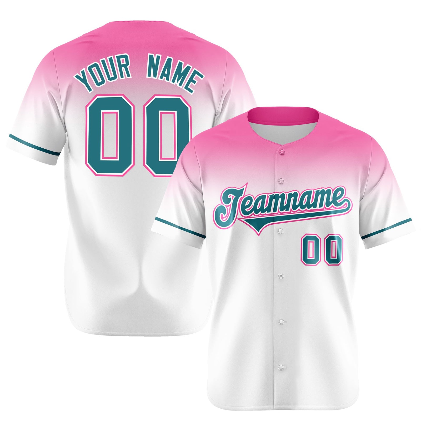Custom White Light Pink Gradient Fashion Design Authentic Baseball Jersey