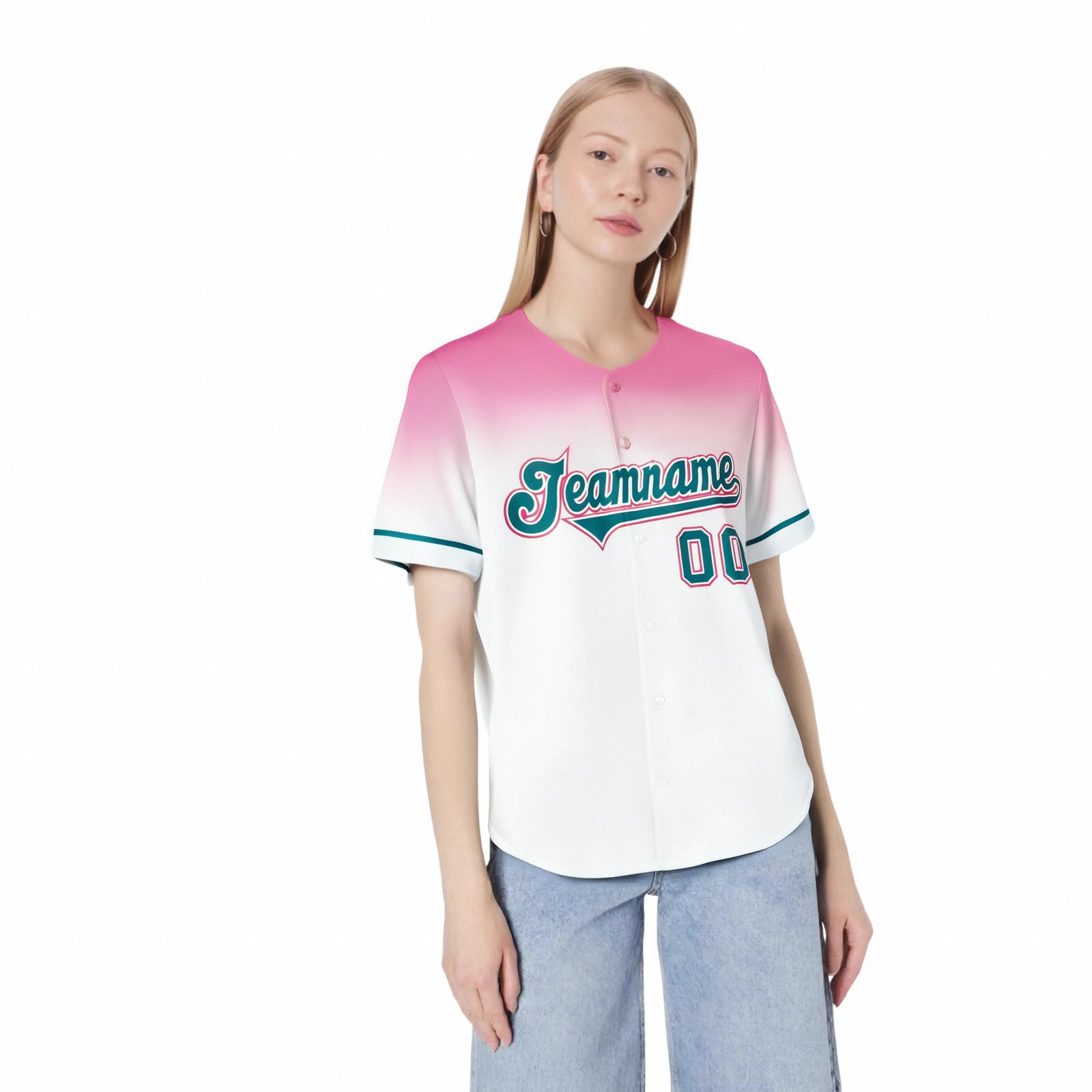 Custom White Light Pink Gradient Fashion Design Authentic Baseball Jersey