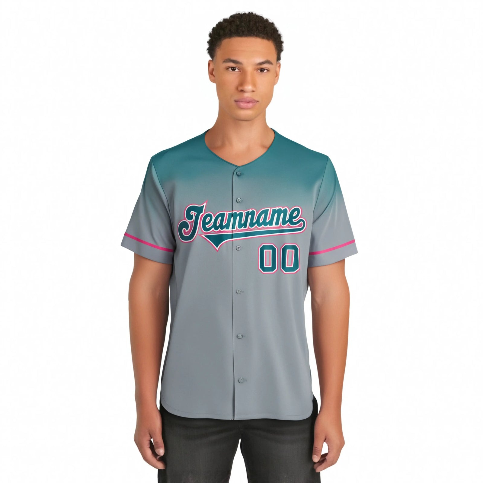 Custom Gray Aqua Gradient Fashion Design Authentic Baseball Jersey
