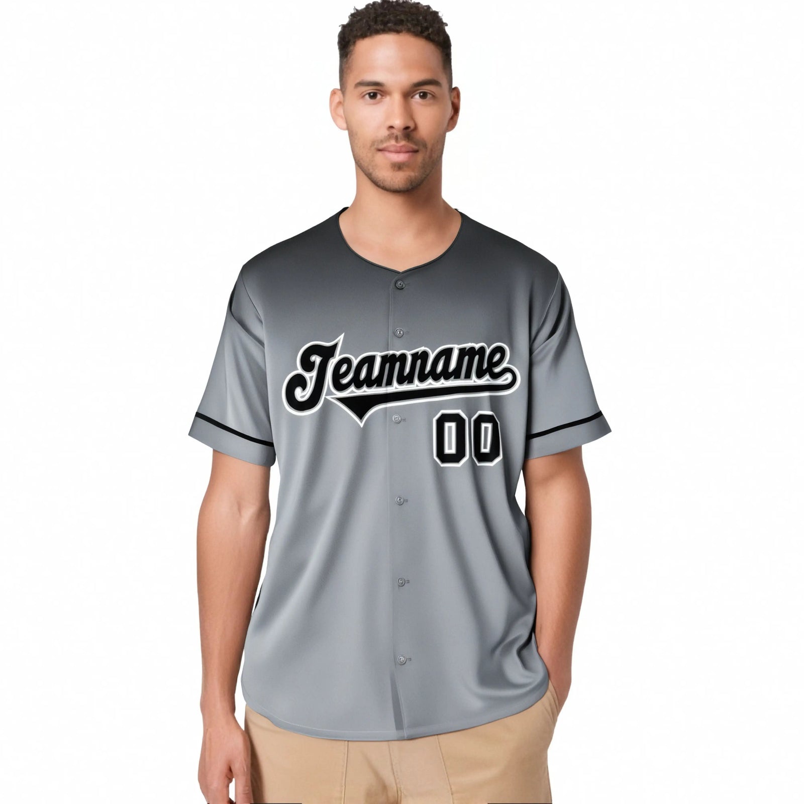 Custom Gray Black Gradient Fashion Design Authentic Baseball Jersey