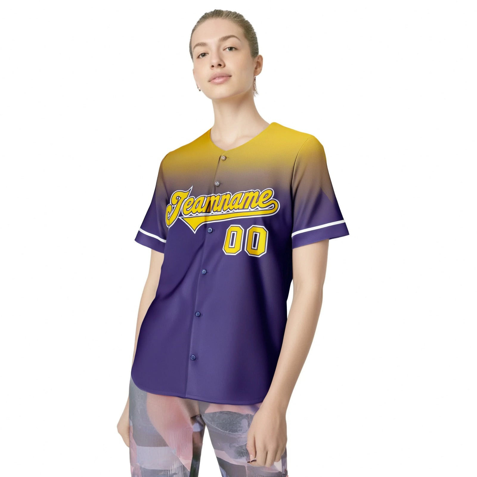 Custom Purple Yellow Gradient Fashion Design Authentic Baseball Jersey