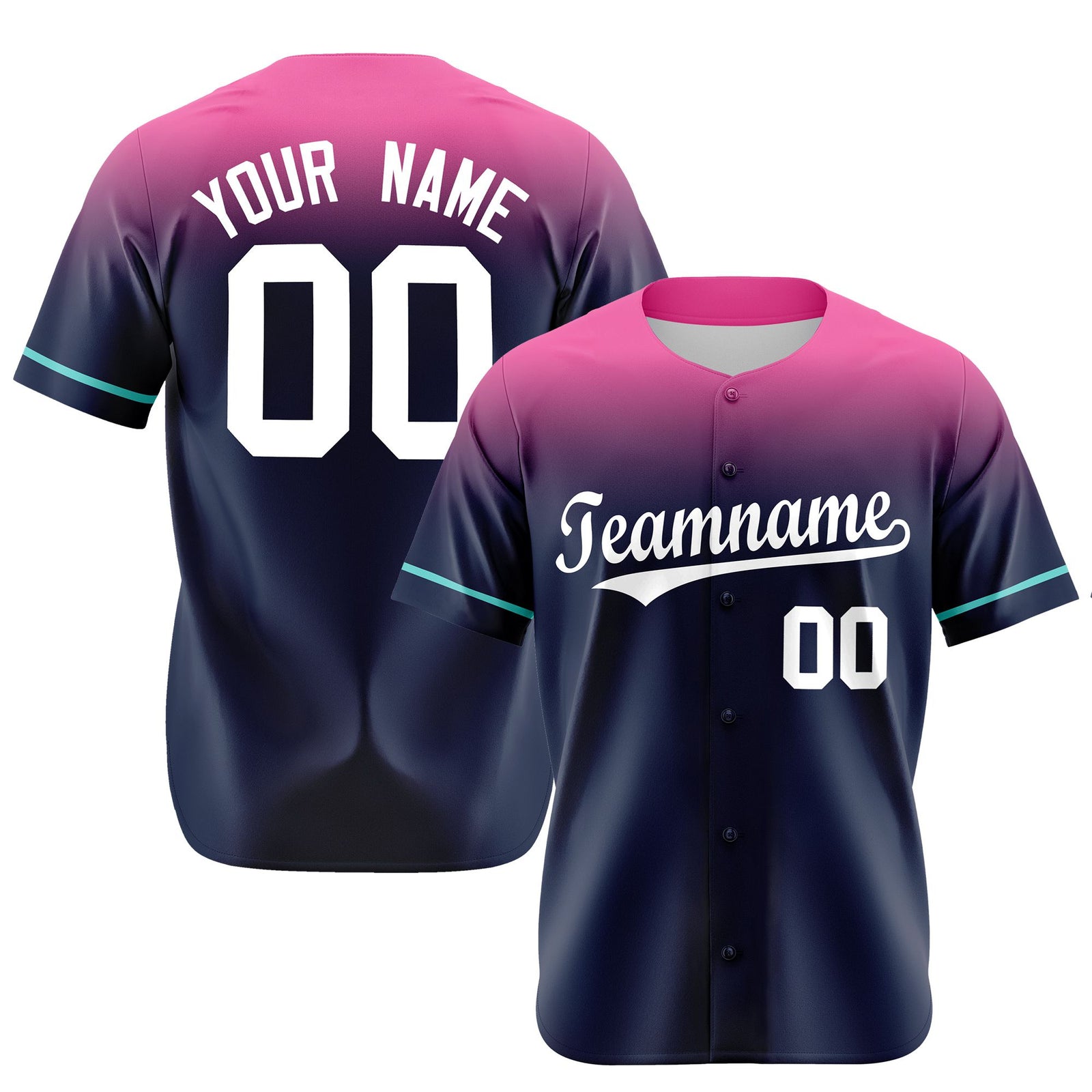 Custom Navy Pink Gradient Fashion Design Authentic Baseball Jersey