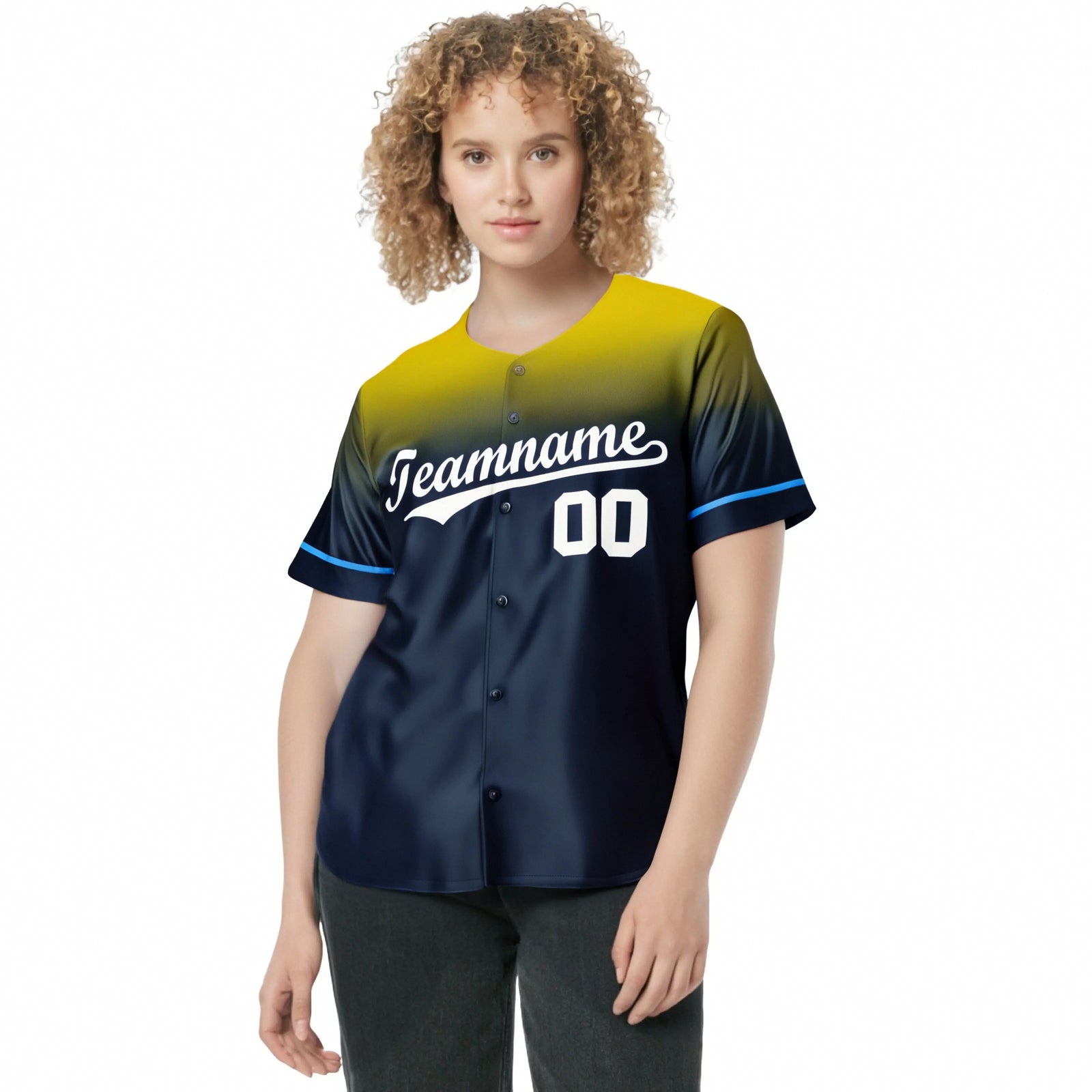 Custom Navy Gold Gradient Fashion Design Authentic Baseball Jersey
