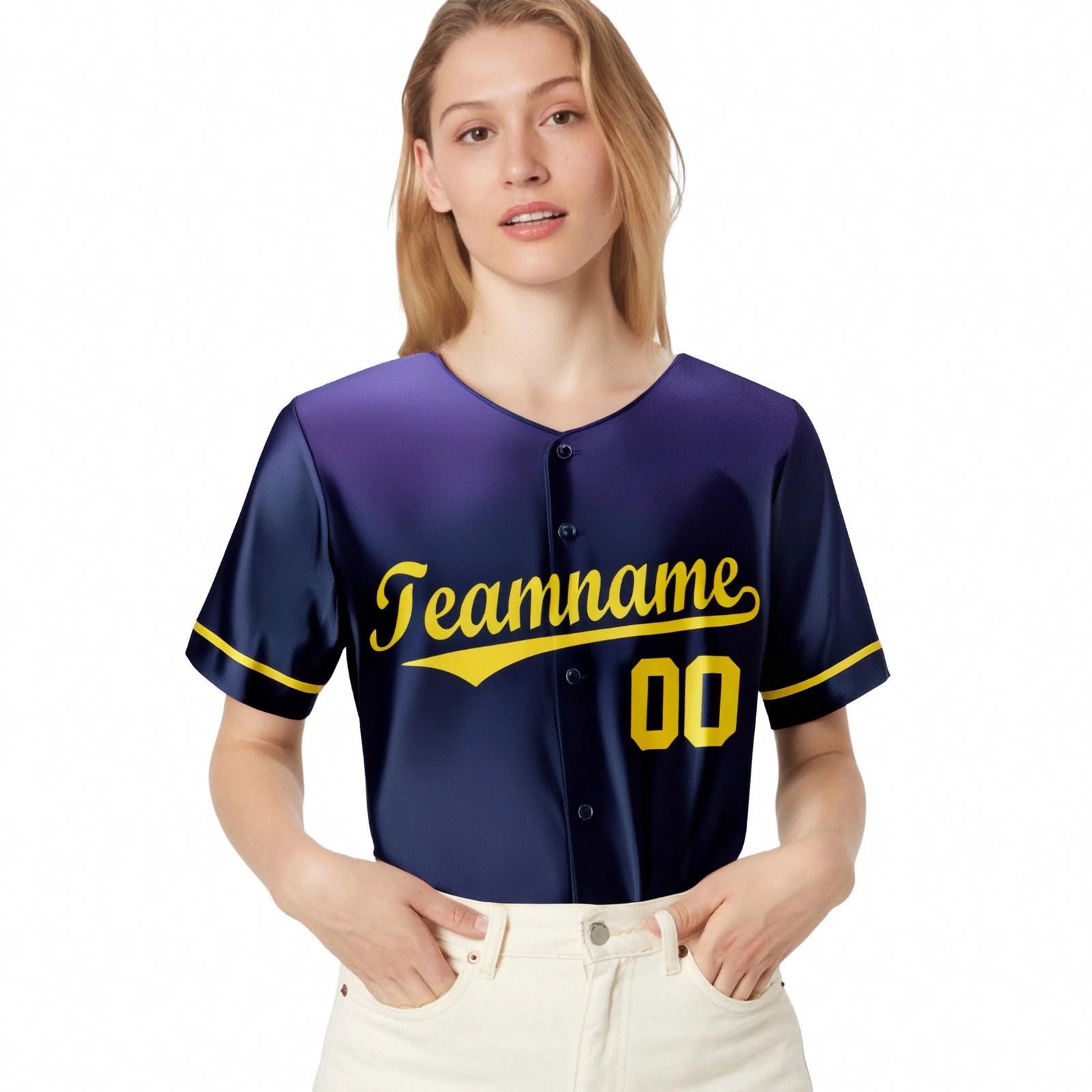 Custom Navy Purple Gradient Fashion Design Authentic Baseball Jersey