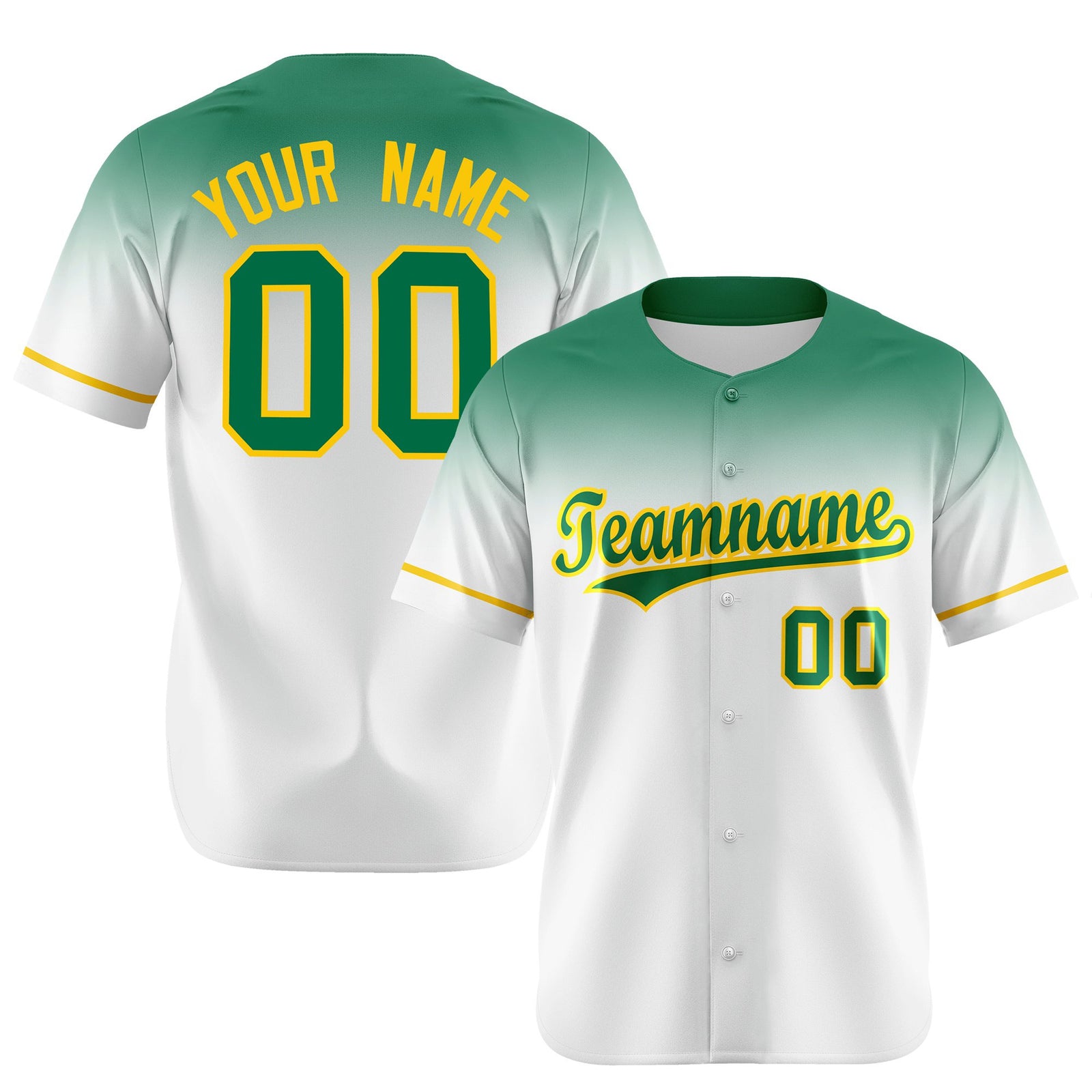 Custom White Bright Green Gradient Fashion Design Authentic Baseball Jersey