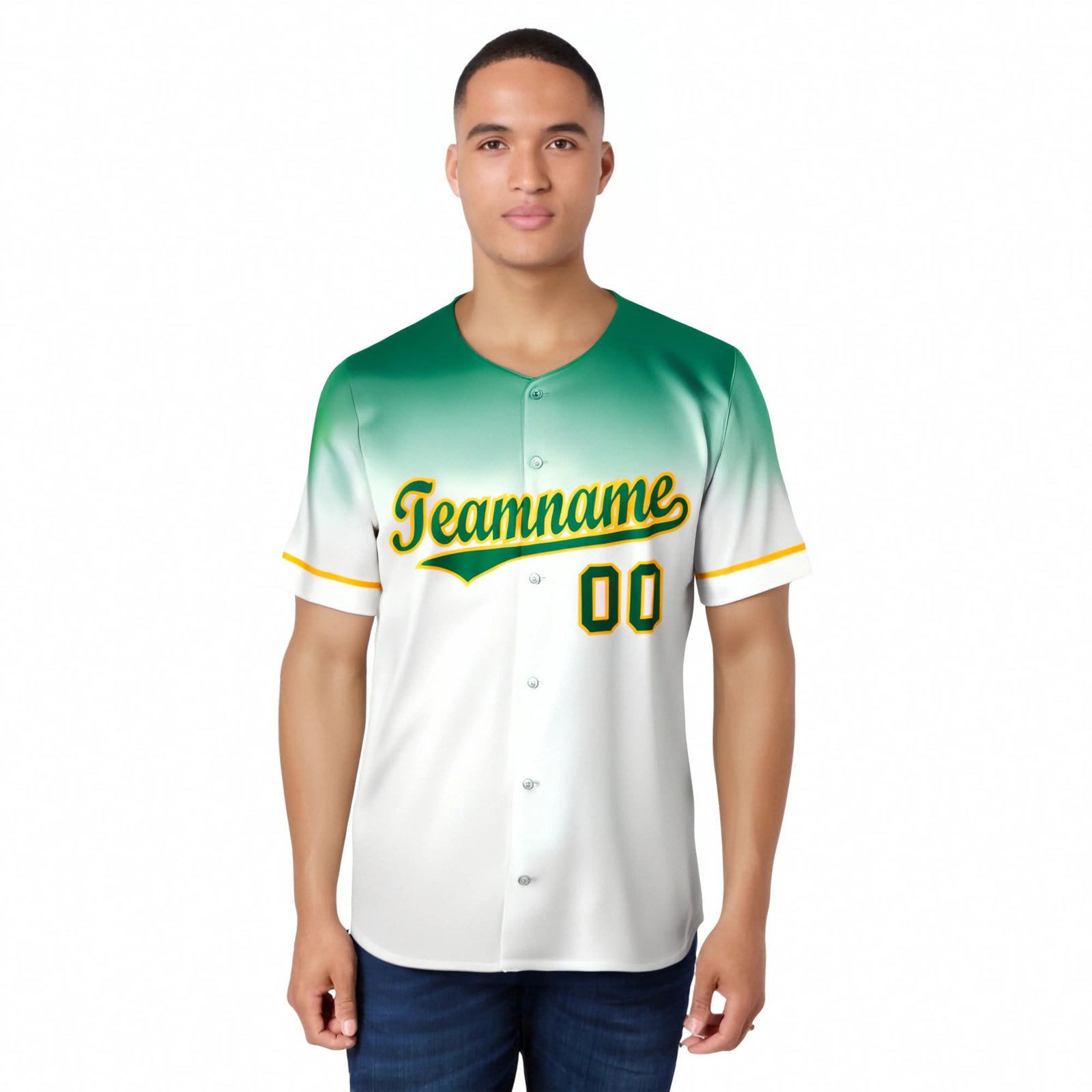 Custom White Bright Green Gradient Fashion Design Authentic Baseball Jersey