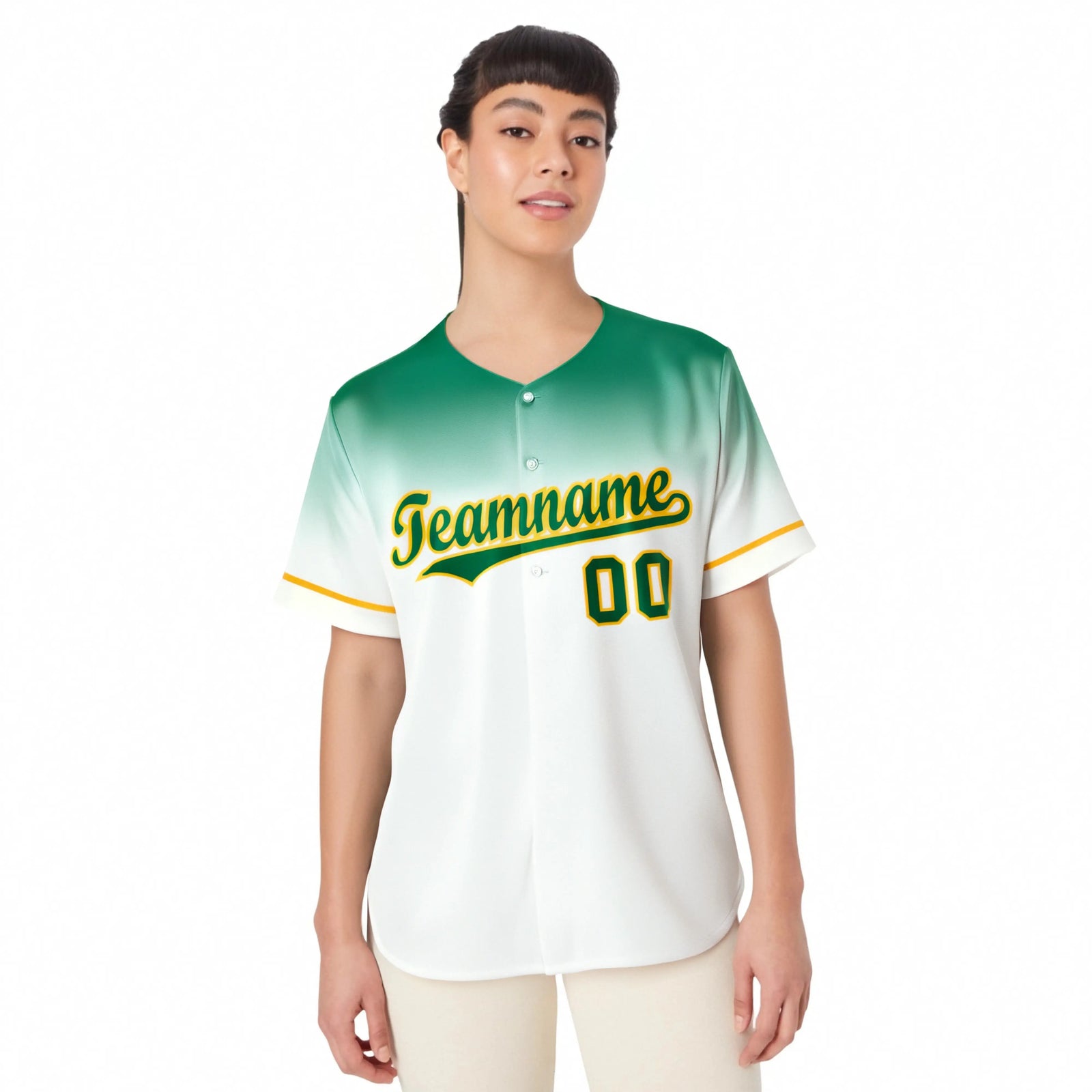 Custom White Bright Green Gradient Fashion Design Authentic Baseball Jersey