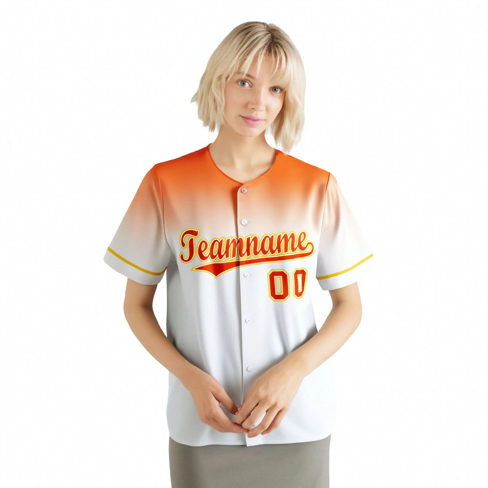 Custom White Orange Gradient Fashion Design Authentic Baseball Jersey