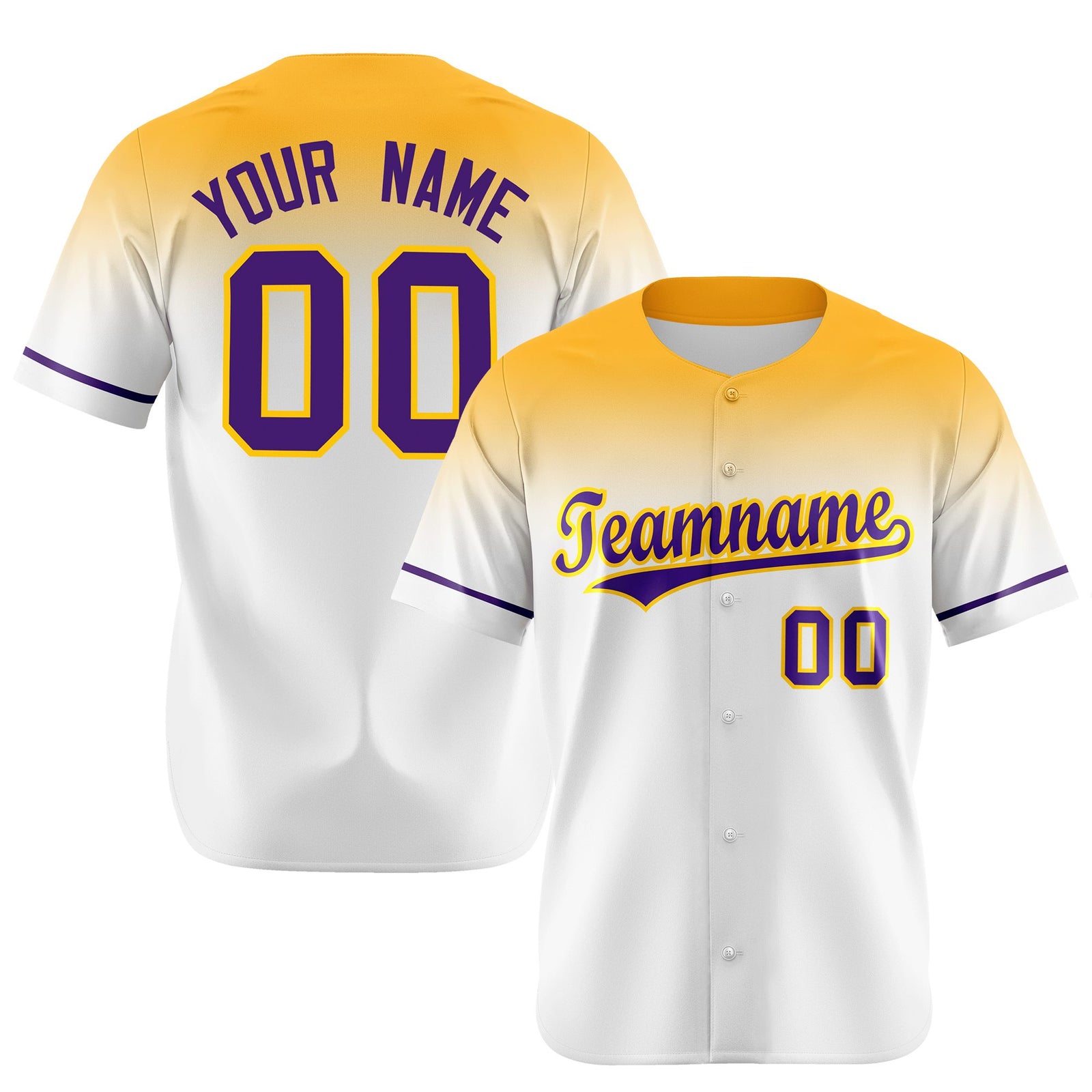 Custom White Yellow Gradient Fashion Design Authentic Baseball Jersey