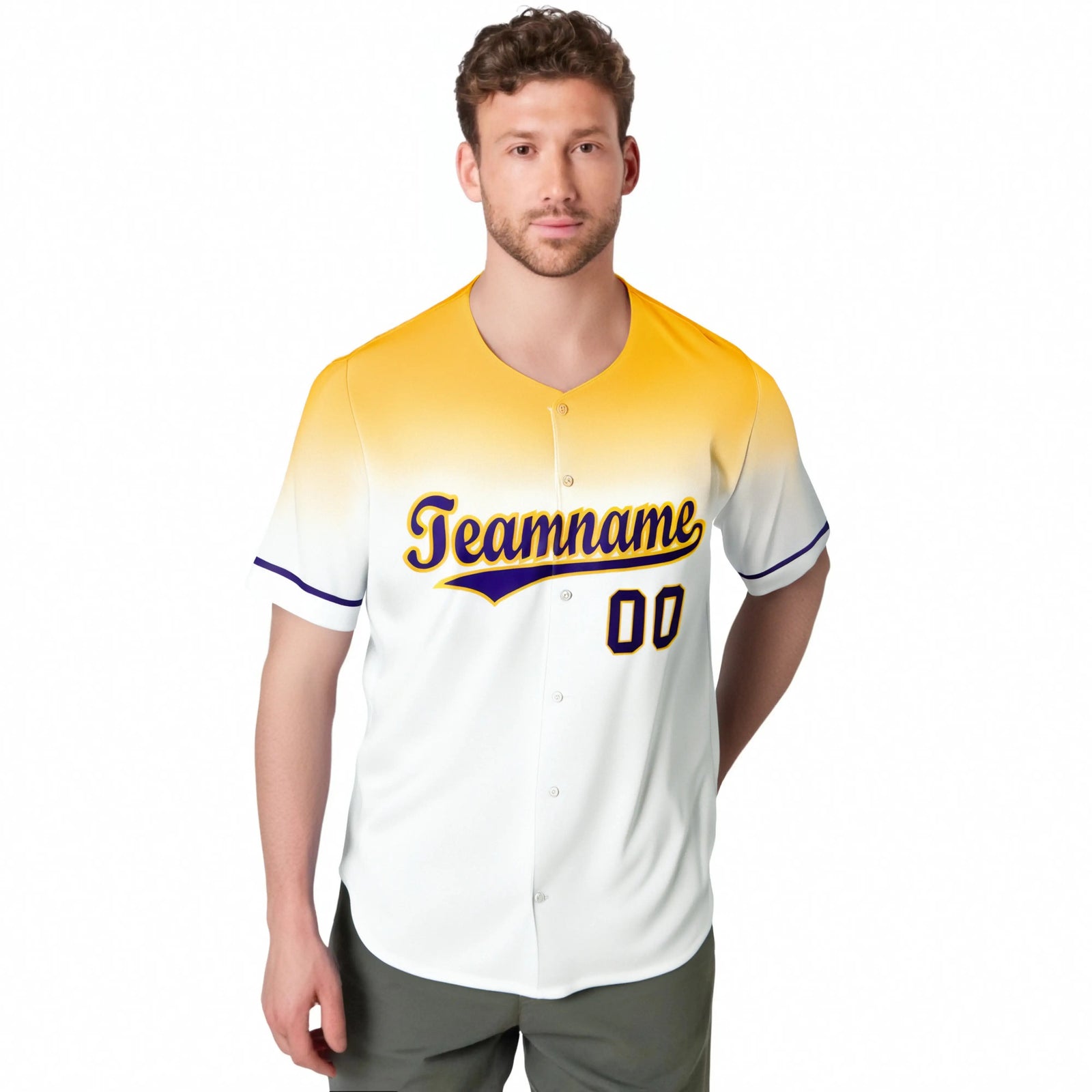 Custom White Yellow Gradient Fashion Design Authentic Baseball Jersey