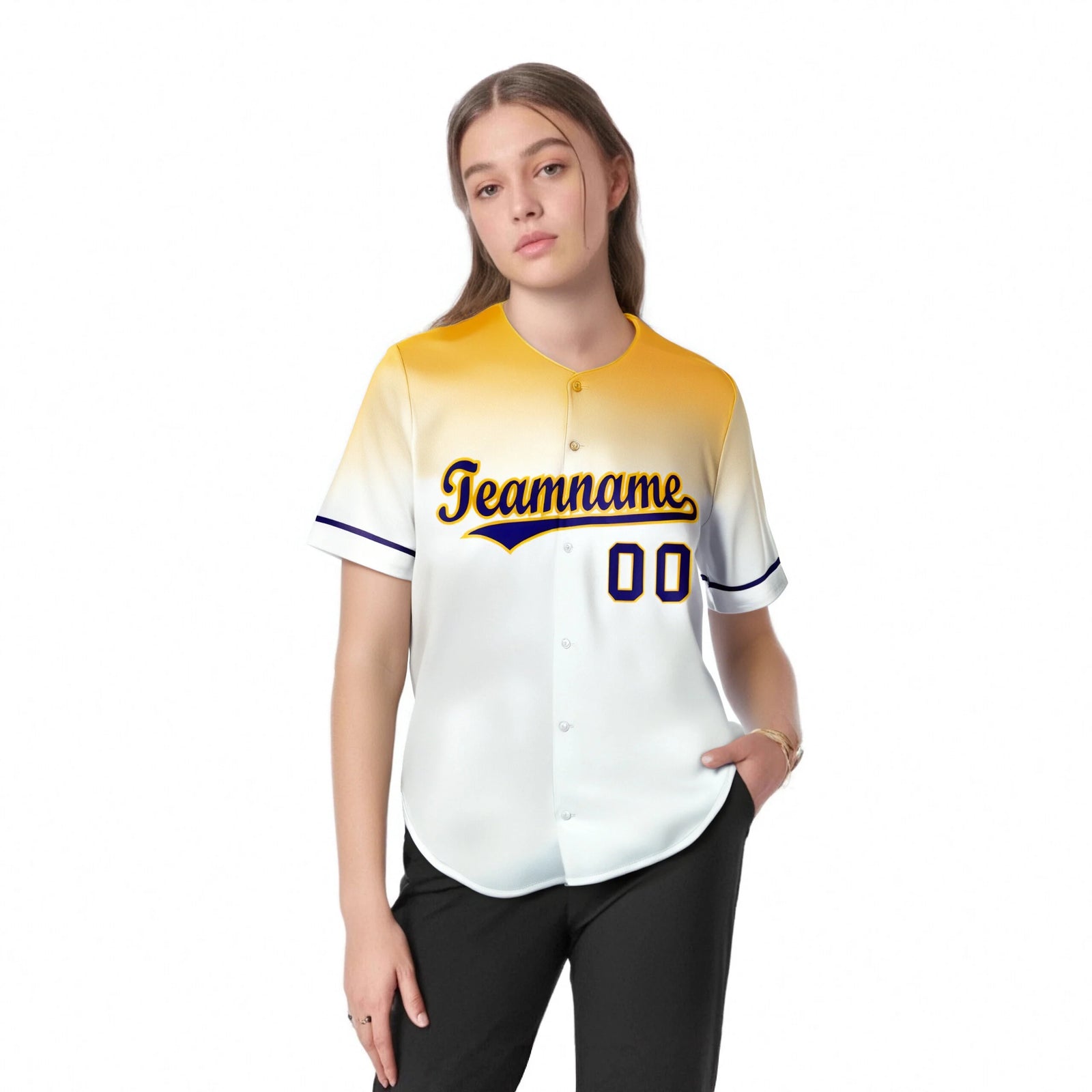 Custom White Yellow Gradient Fashion Design Authentic Baseball Jersey