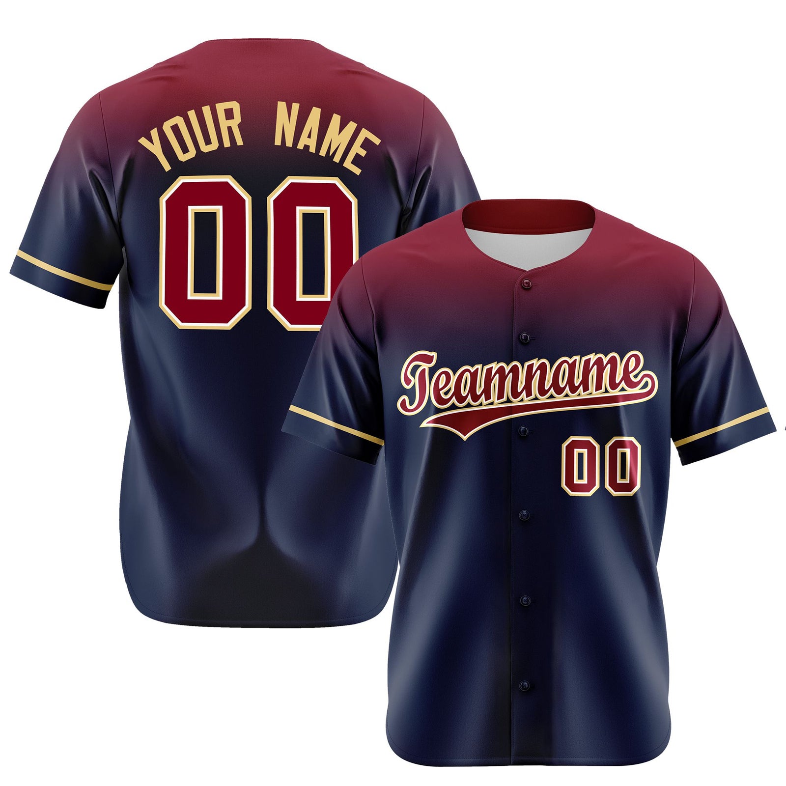 Custom Navy Crimson Gradient Fashion Design Authentic Baseball Jersey